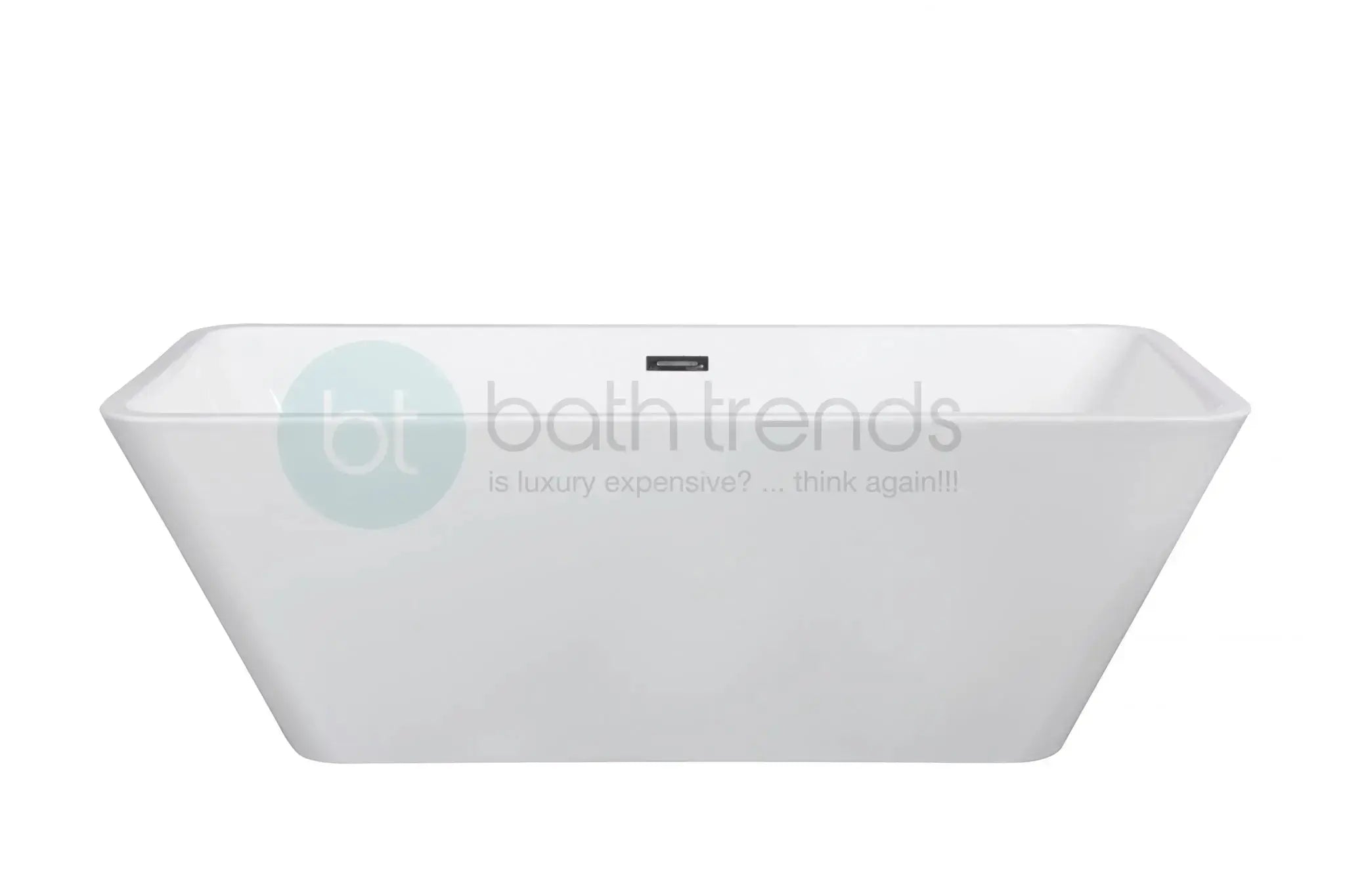 Harmony Bathtub 59 White Acrylic Freestanding Soaker, Center Drain And Overflow