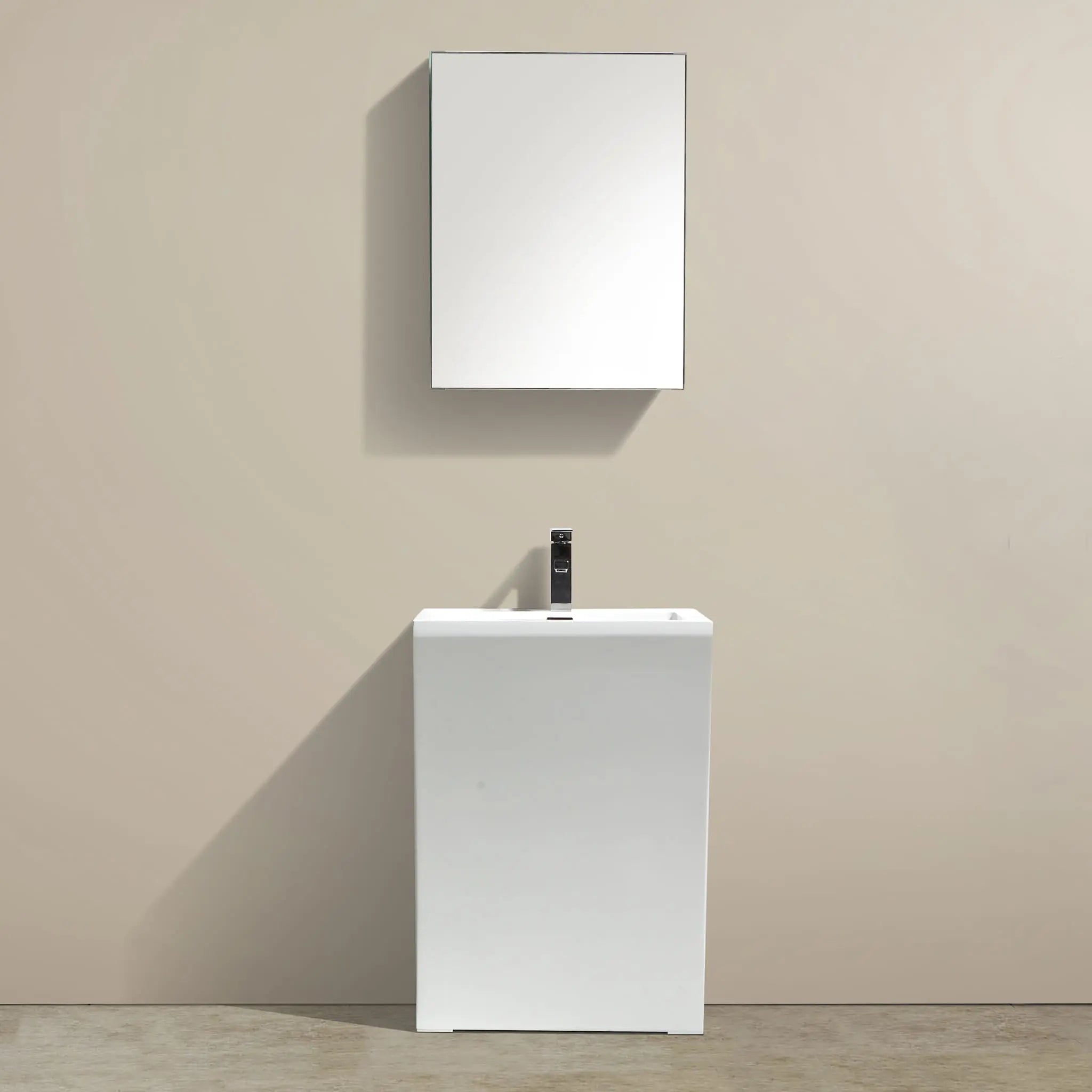 Aquamoon Radious 23.5" Modern Pedestal Bathroom Sink with single hole faucet and overflow