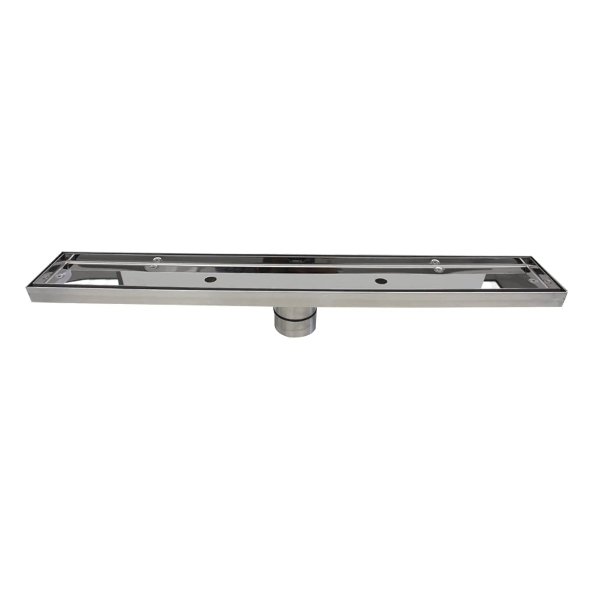 Aquamoon 24" Tile Inserted Linear Shower Drain, 316 Stainless Steel, Square with Hair Strainer and Fittings