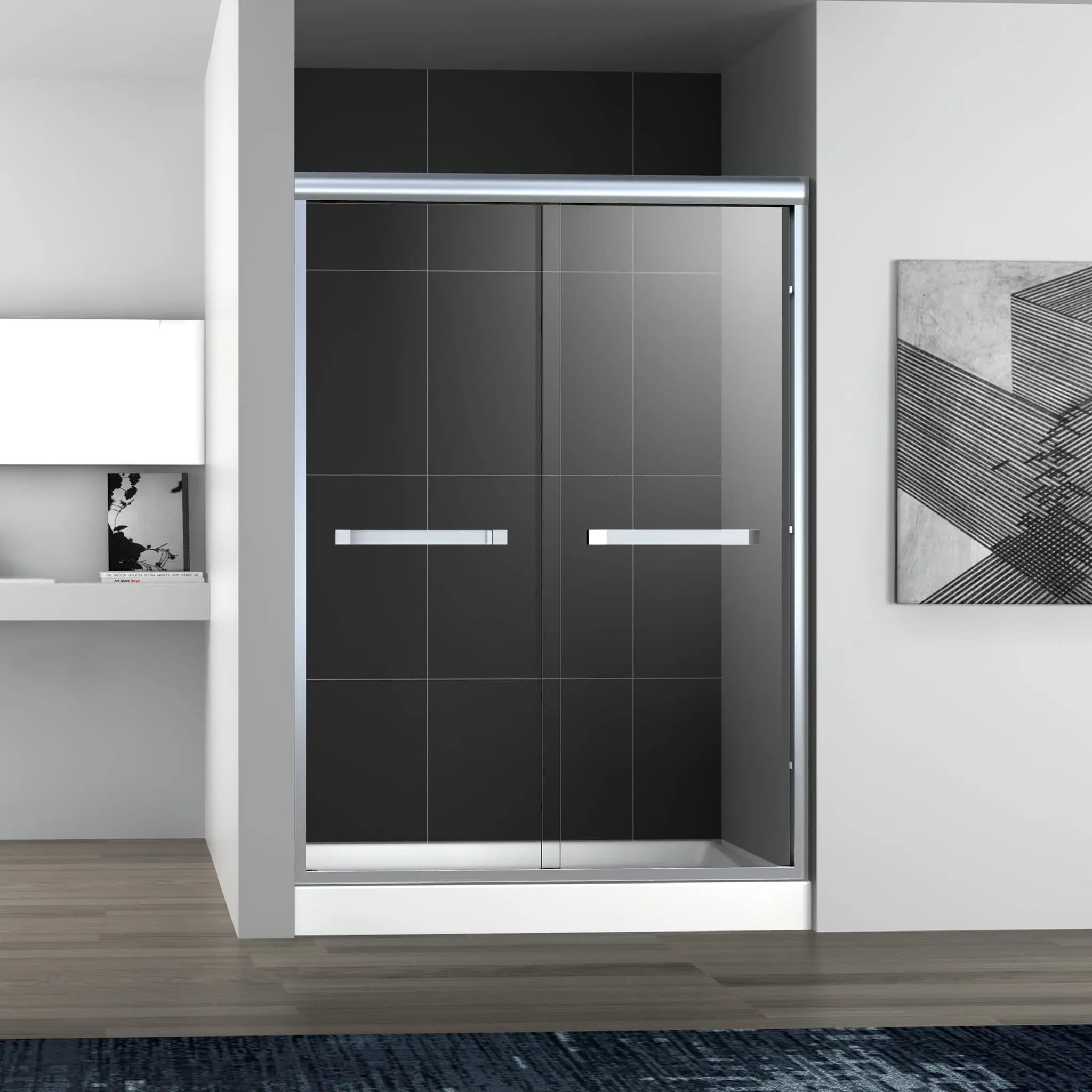 Aquamoon Sienna Framed Shower Door W 60" x H 76", Sliding Panels, Chrome Finish