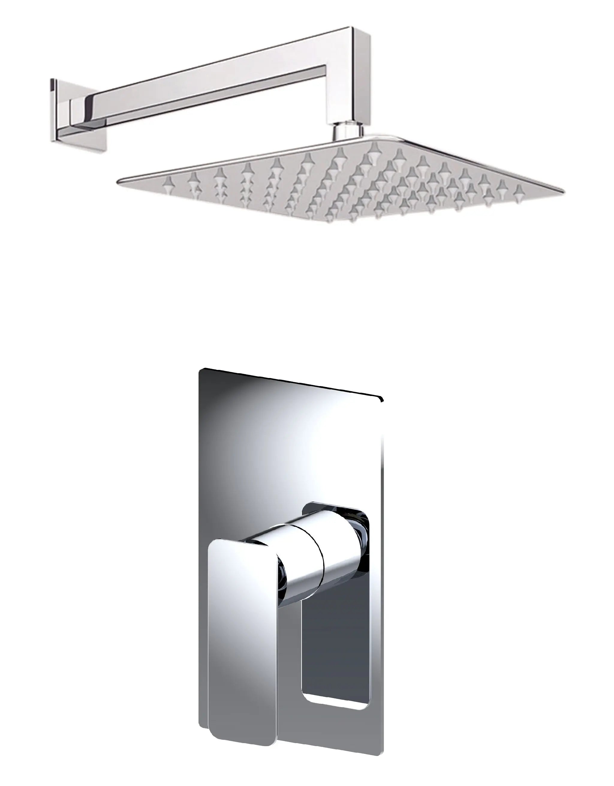 Aquamoon AXO Chrome Bathroom Modern Rain Mixer Shower Combo Set Wall Mounted Rainfall Shower Head 8" + Rough in + Trim included SETAXO10811