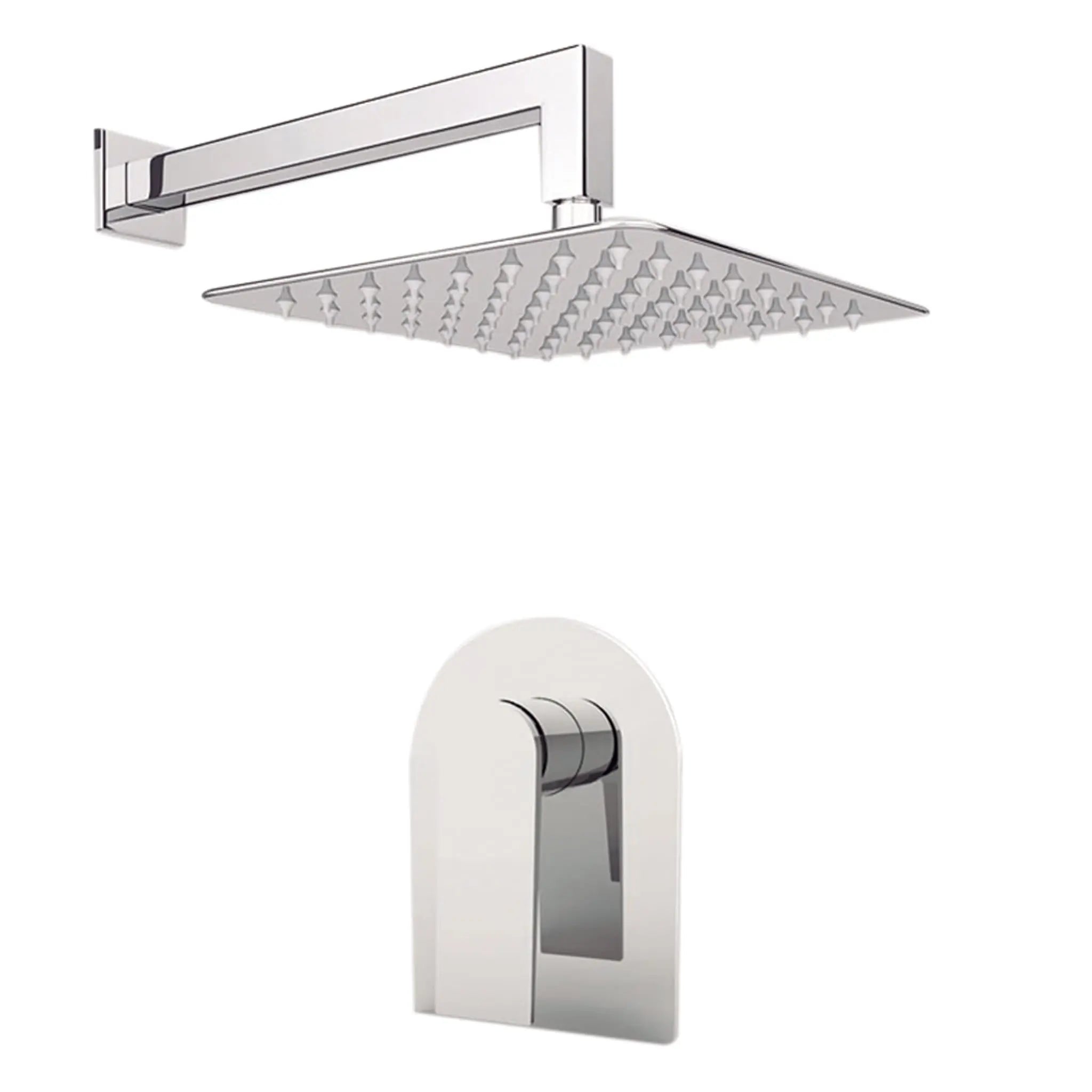 Aquamoon HAVANA Brush Nickel Bathroom Modern Rain Mixer Shower Combo Set Wall Mounted Rainfall Shower Head 8" + Rough in + Trim included SETHAV10812