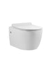 Aquamoon 707 Round Wall-Hung Dual Flush Elongated One Piece Toilet with Soft Closing Seat, Water Sense, High-Efficiency, Color White