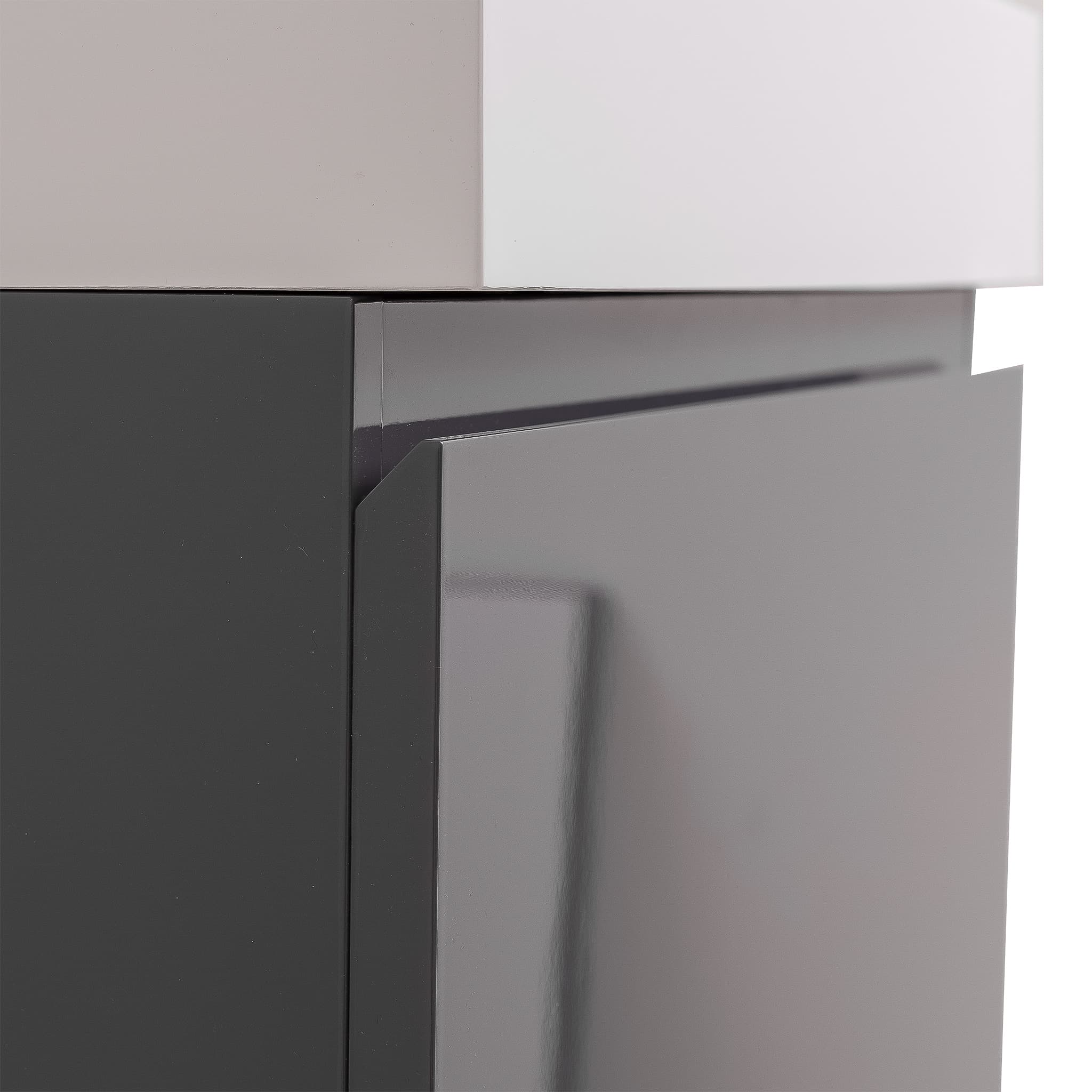 Venice 23.5 Anthracite High Gloss Cabinet, Infinity Cultured Marble Sink, Wall Mounted Modern Vanity Set