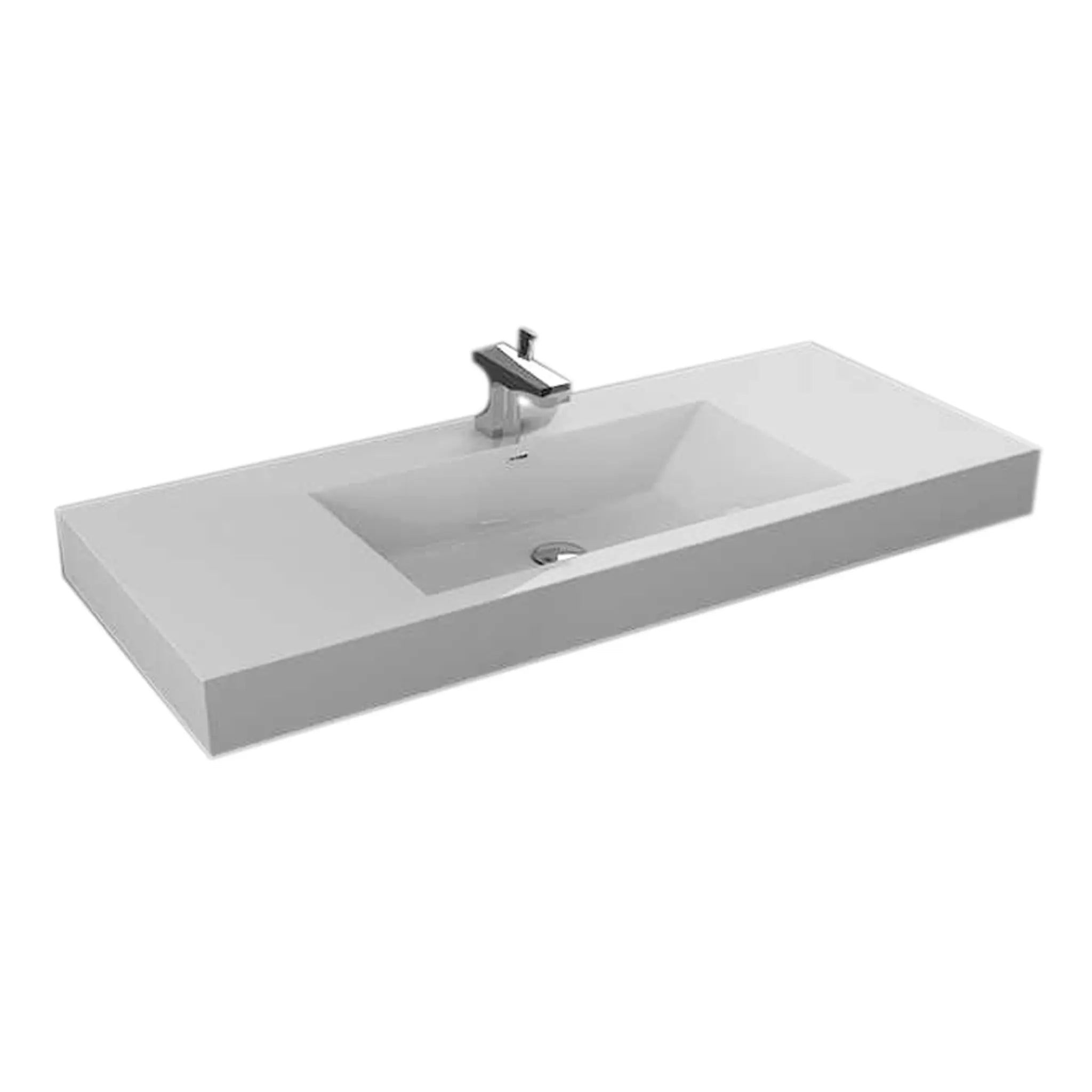 Aquamoon Maya 47" Integrated /Countertop White Square Sink