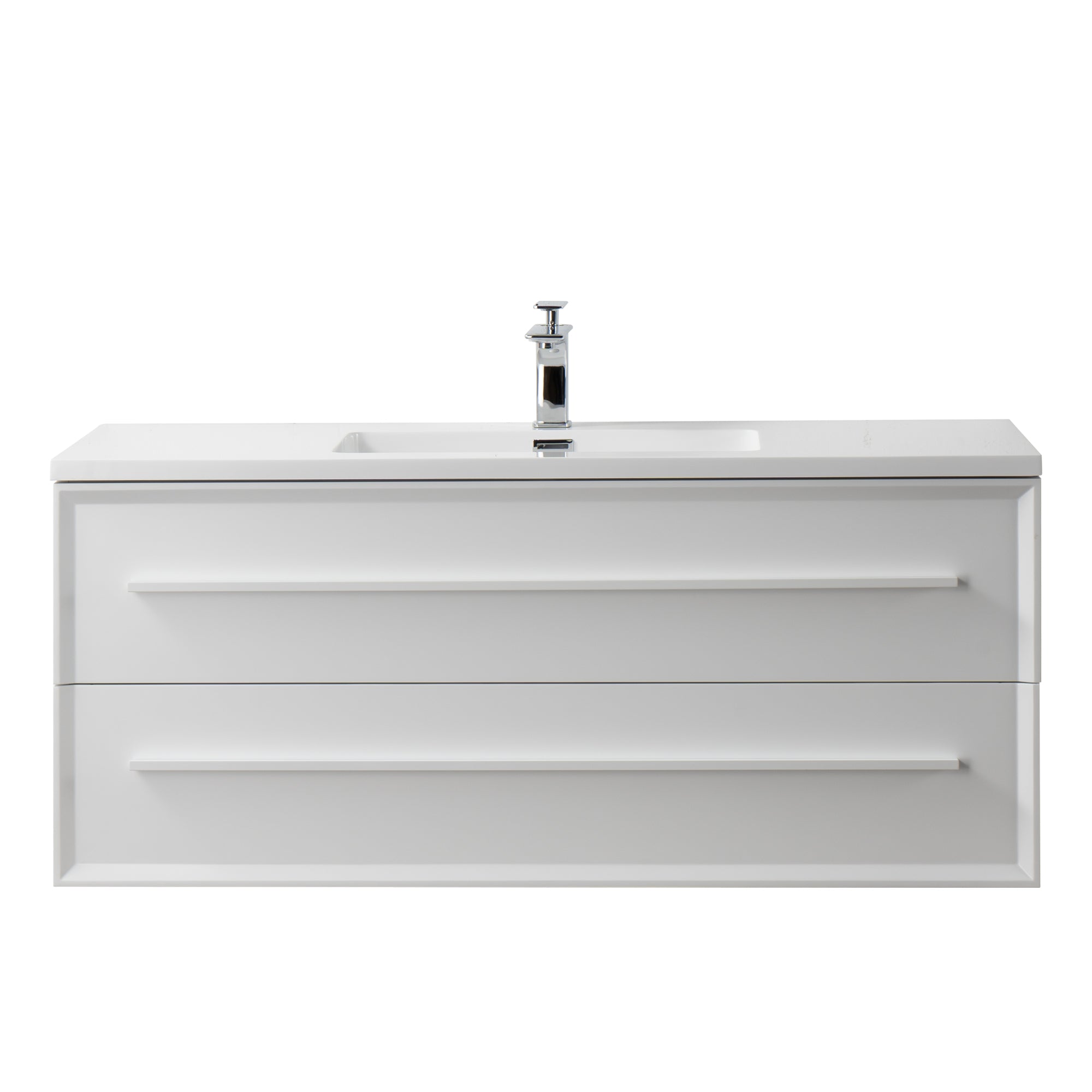 Ibiza 47.5 White Cabinet, Square Cultured Marble Sink, Wall Mounted Modern Vanity Set