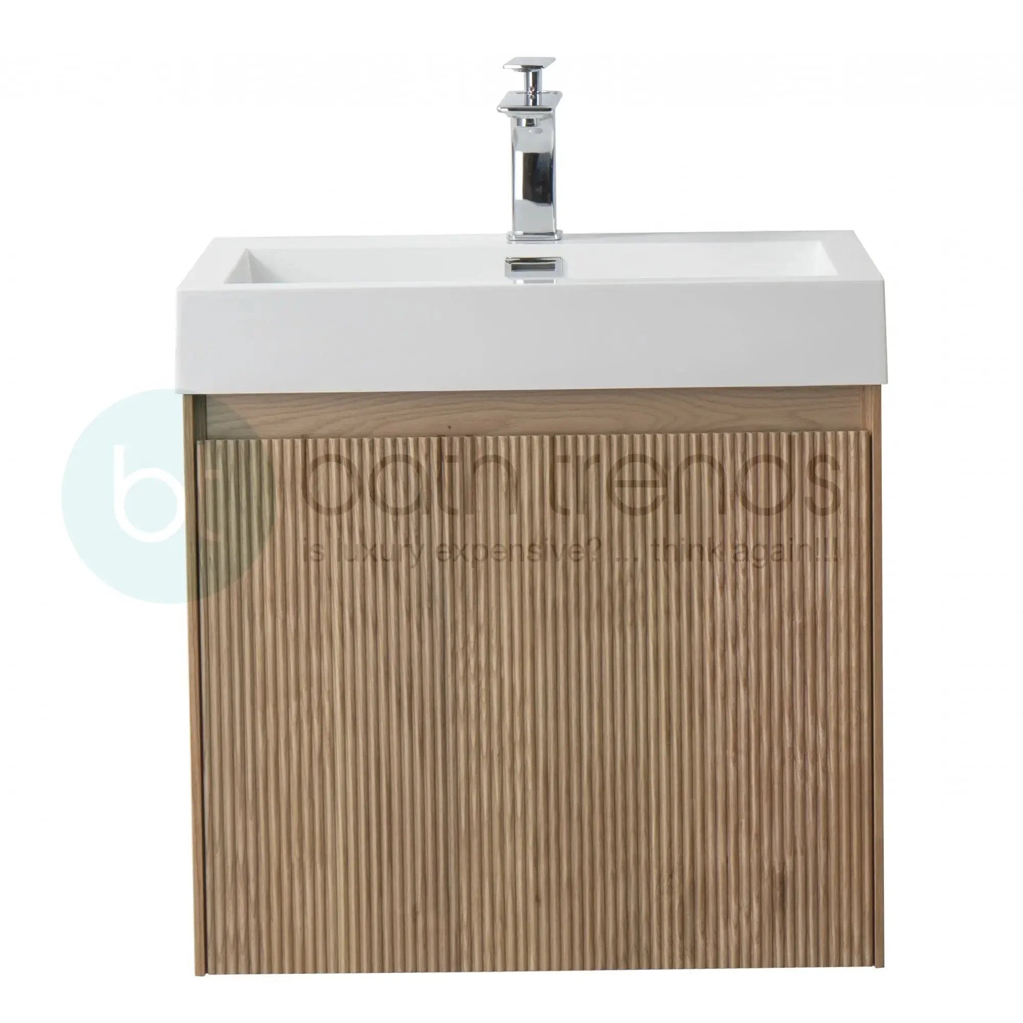 Miami 23.5 Natural Oak Cabinet, Square Cultured Marble Sink, Wall Mounted Modern Vanity Set 