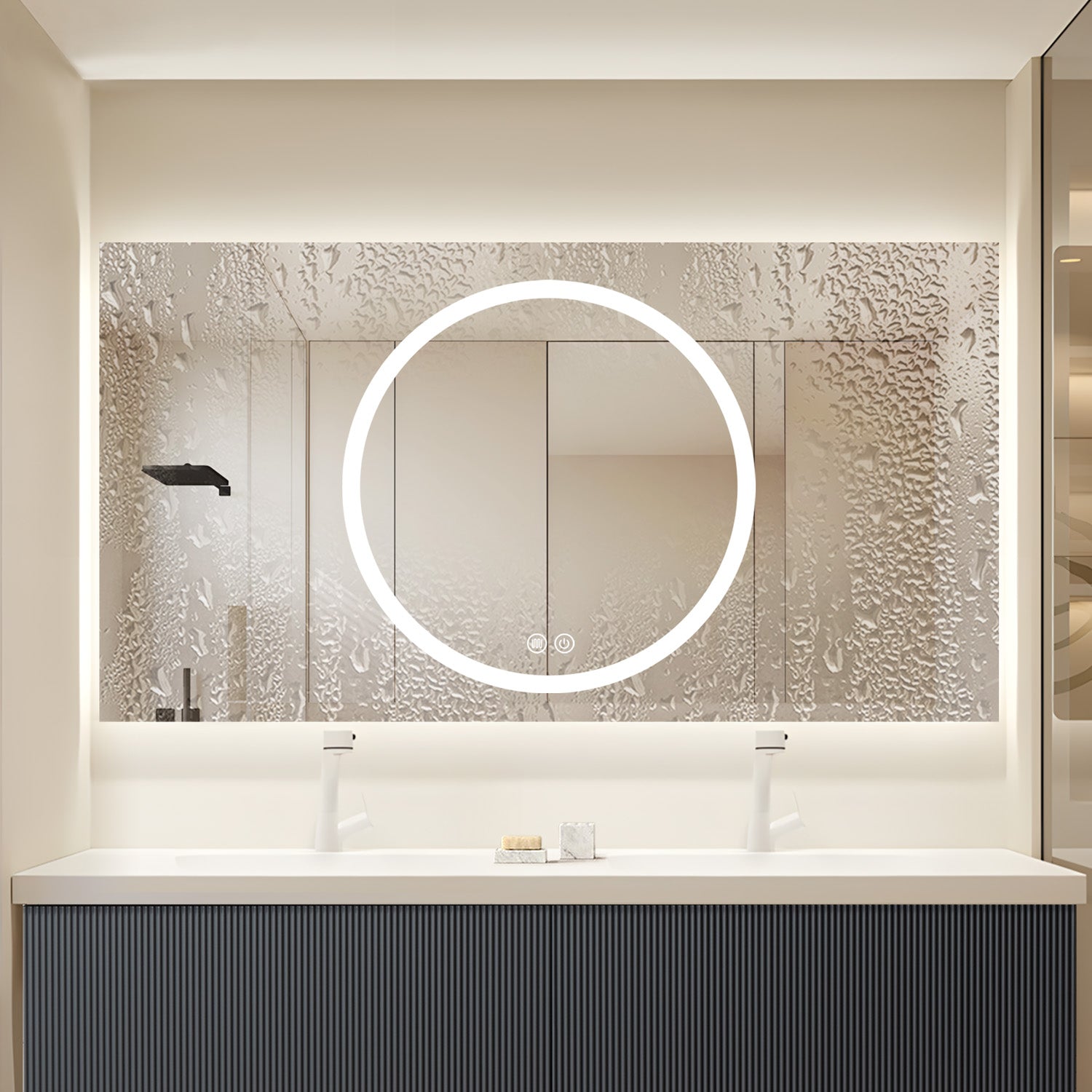 Aquamoon 7399 LED Bathroom Mirror 72" x 36" Wall Mounted With Bottom Front Touch On/Off Switch 6000K High Lumen 