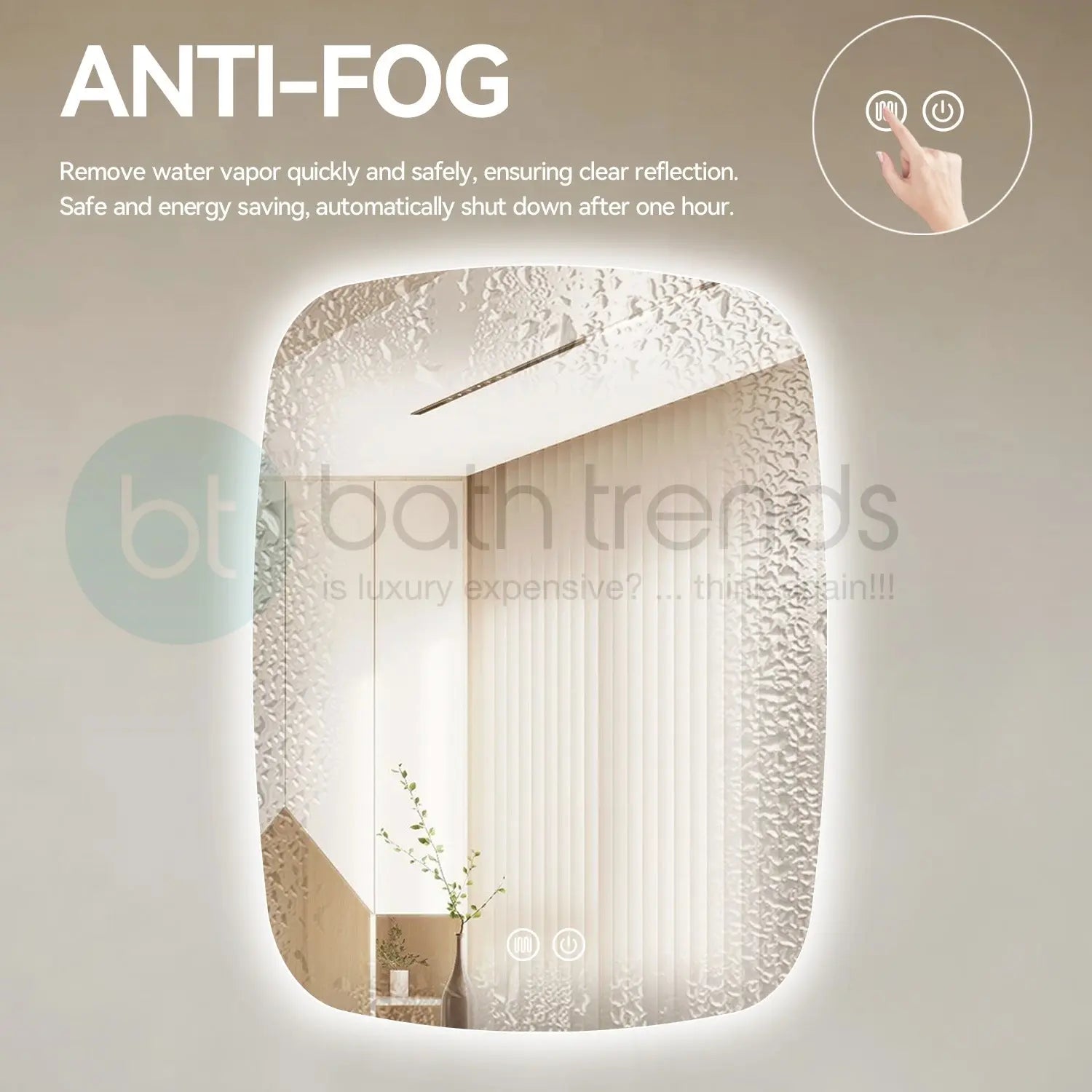 Aquamoon 5399 LED Bathroom Mirror 24" x 31" Wall Mounted With Bottom Front Touch On/Off Switch 6000K High Lumen (Copy) (Copy) 