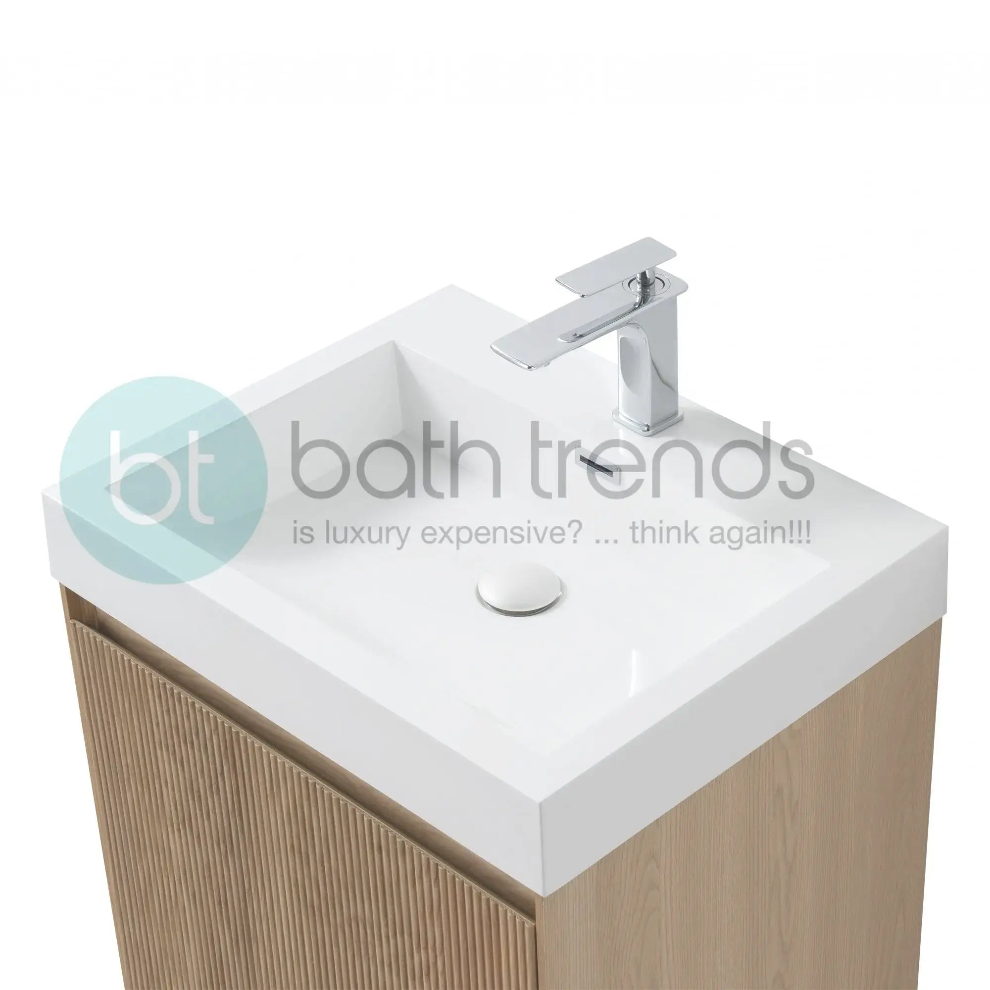 Miami 23.5 Natural Oak Cabinet, Square Cultured Marble Sink, Wall Mounted Modern Vanity Set 