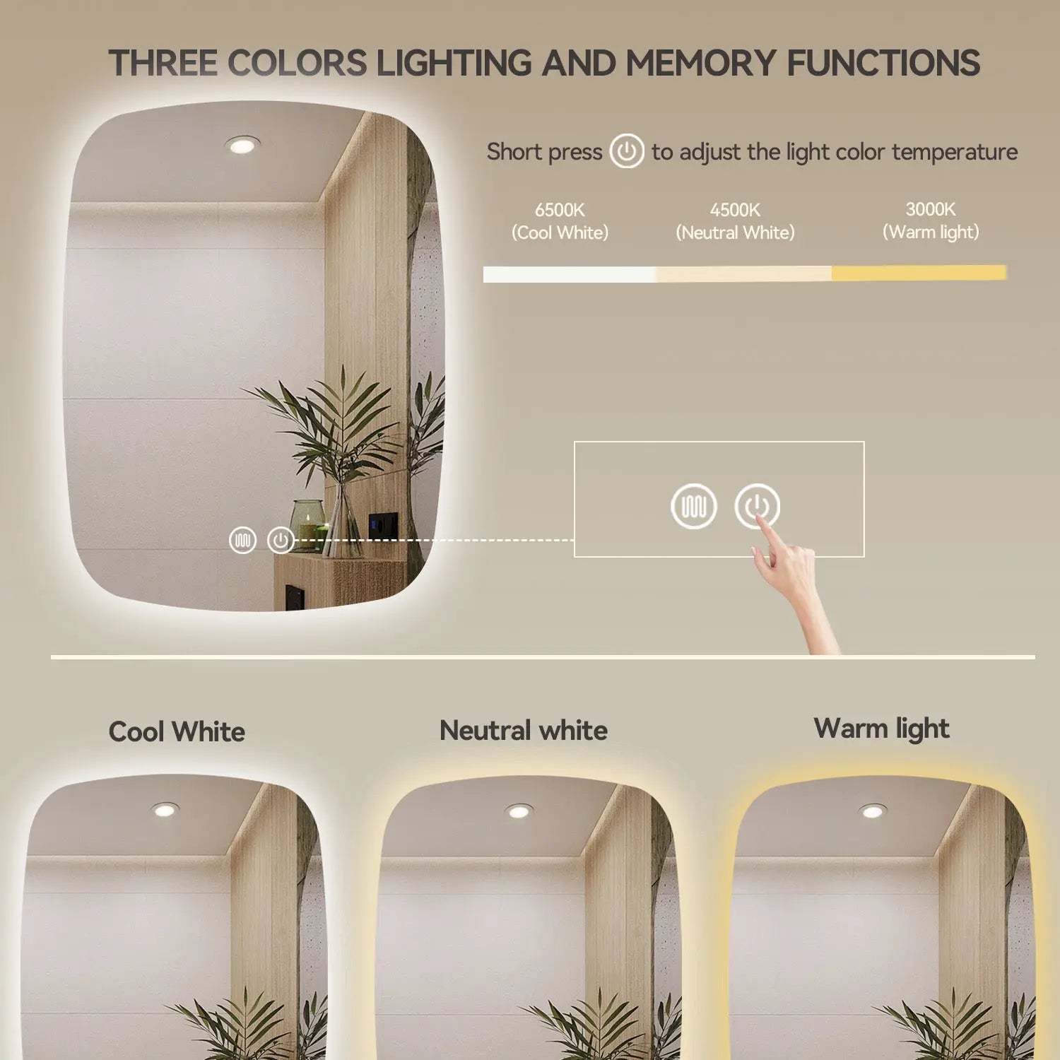 Aquamoon 5399 LED Bathroom Mirror 24" x 31" Wall Mounted With Bottom Front Touch On/Off Switch 6000K High Lumen (Copy) (Copy) 