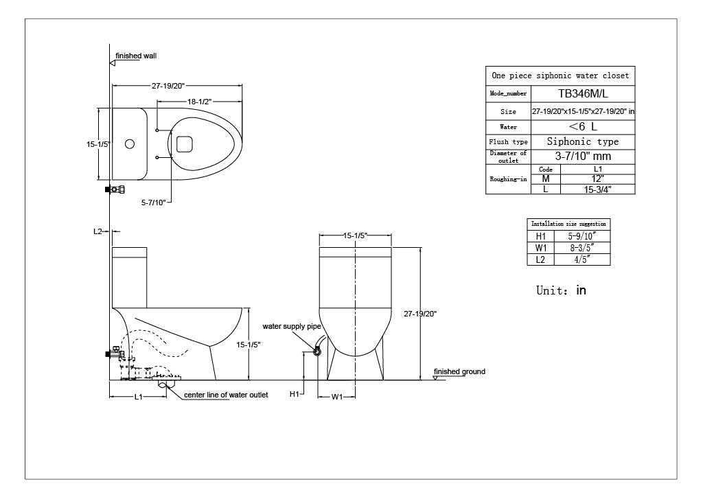 Eago TB 346 Elongated One Piece Dual Flush Toilet With Soft Closing Seat Bath Trends USA