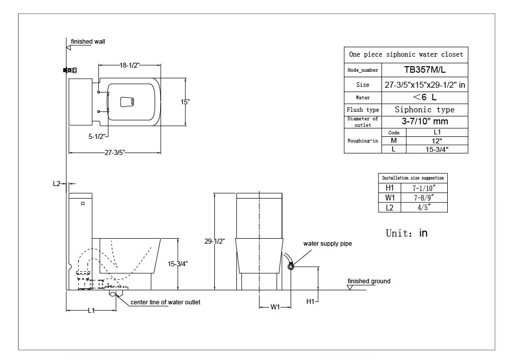 Eago TB 357 Elongated One Piece Single Flush Toilet With Soft Closing Seat Bath Trends USA