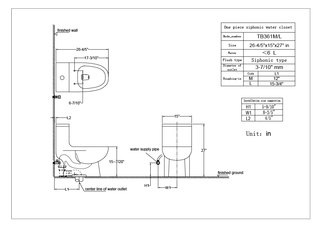 Eago TB 361 Elongated One Piece Dual Flush Toilet With Soft Closing Seat Bath Trends USA