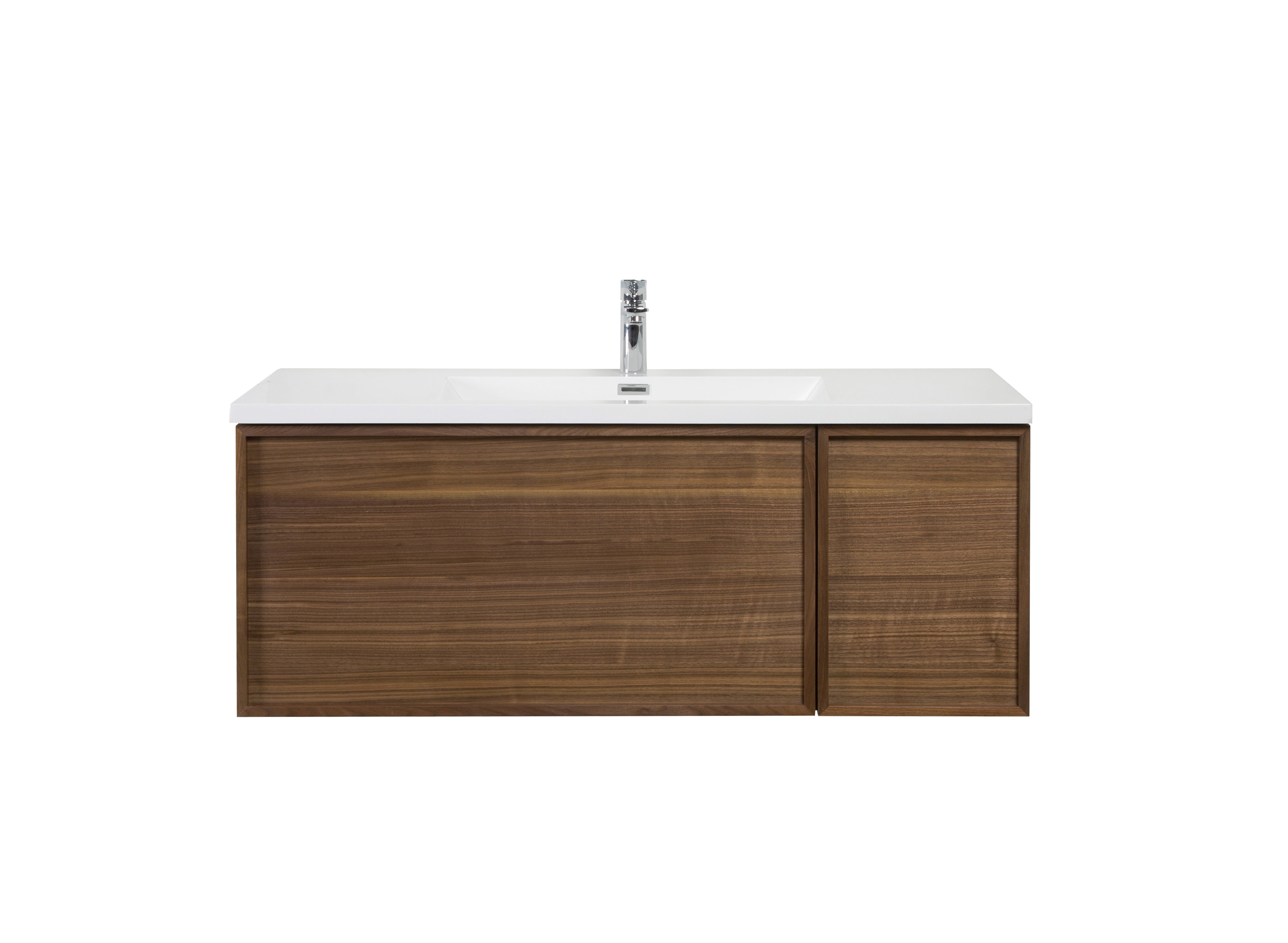 Hera 47.5 Natural Oak Cabinet, Square Cultured Marble Sink, Wall Mounted Modern Vanity Set Square Cultured Marble Bath Trends USA