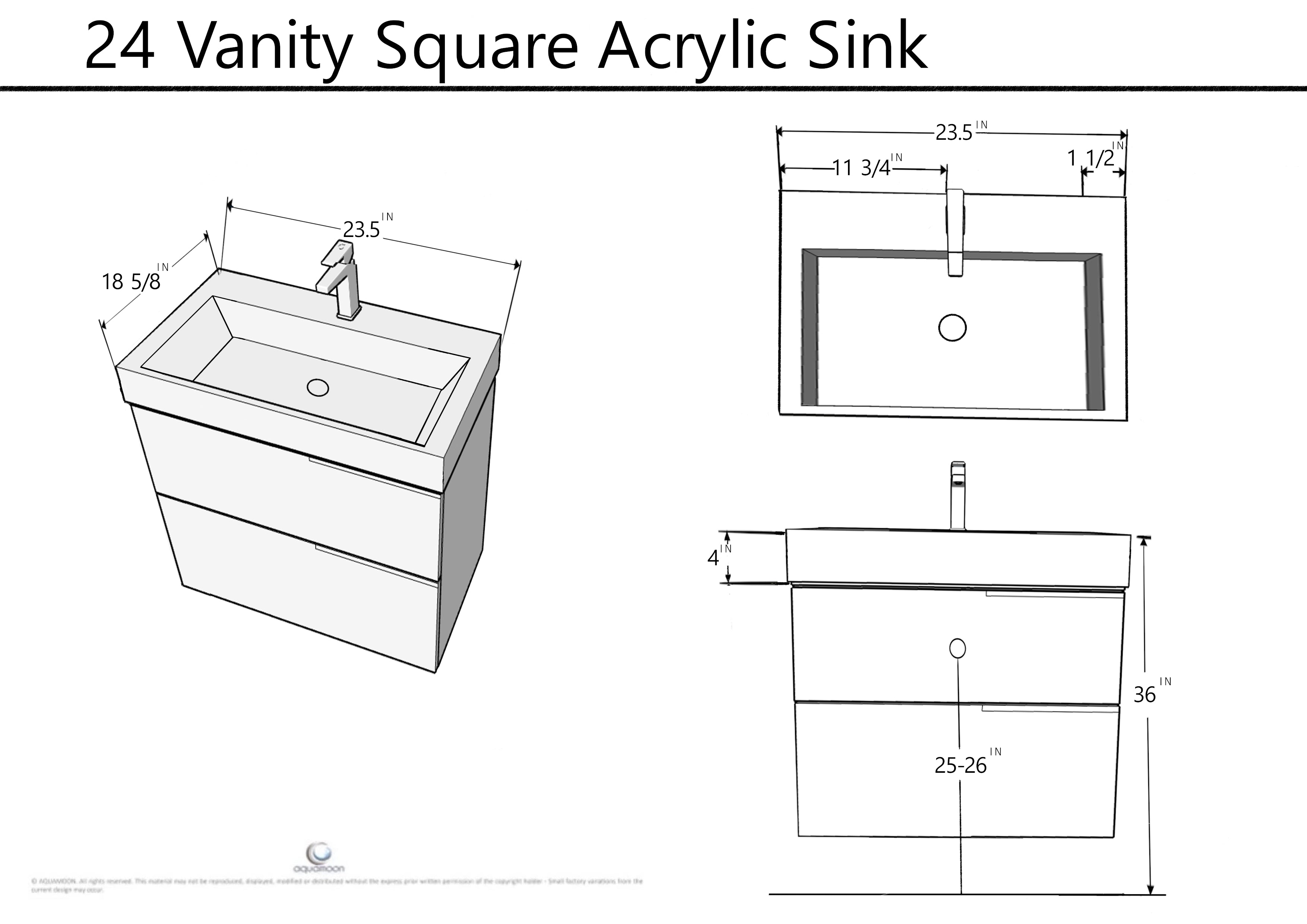 Venice 23.5 Nilo Grey Wood Texture Cabinet, Square Cultured Marble Sink, Wall Mounted Modern Vanity Set