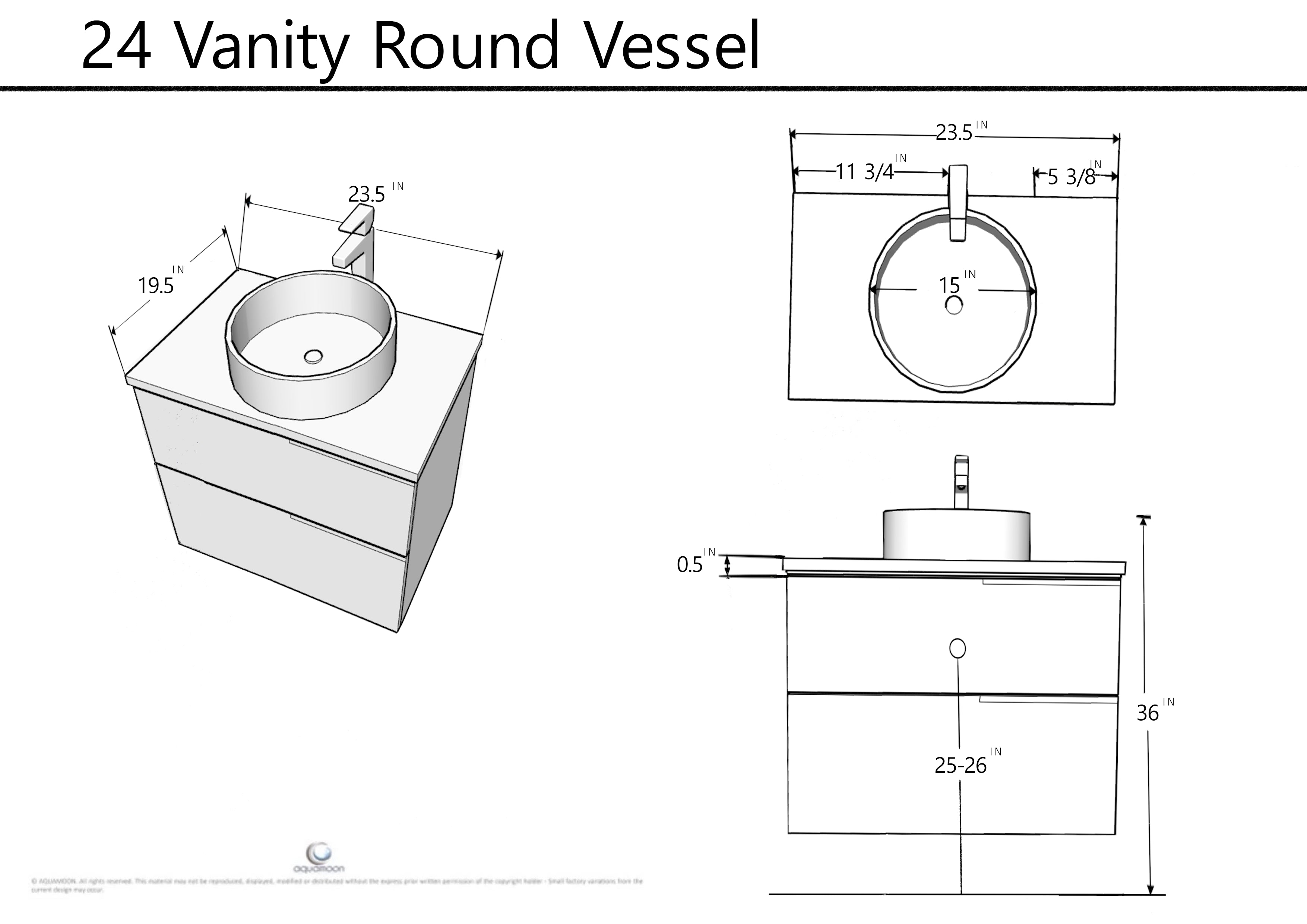 Vision 23.5 Natural Light Wood Cabinet, Ares White Top And Ares White Ceramic Basin, Wall Mounted Modern Vanity Set