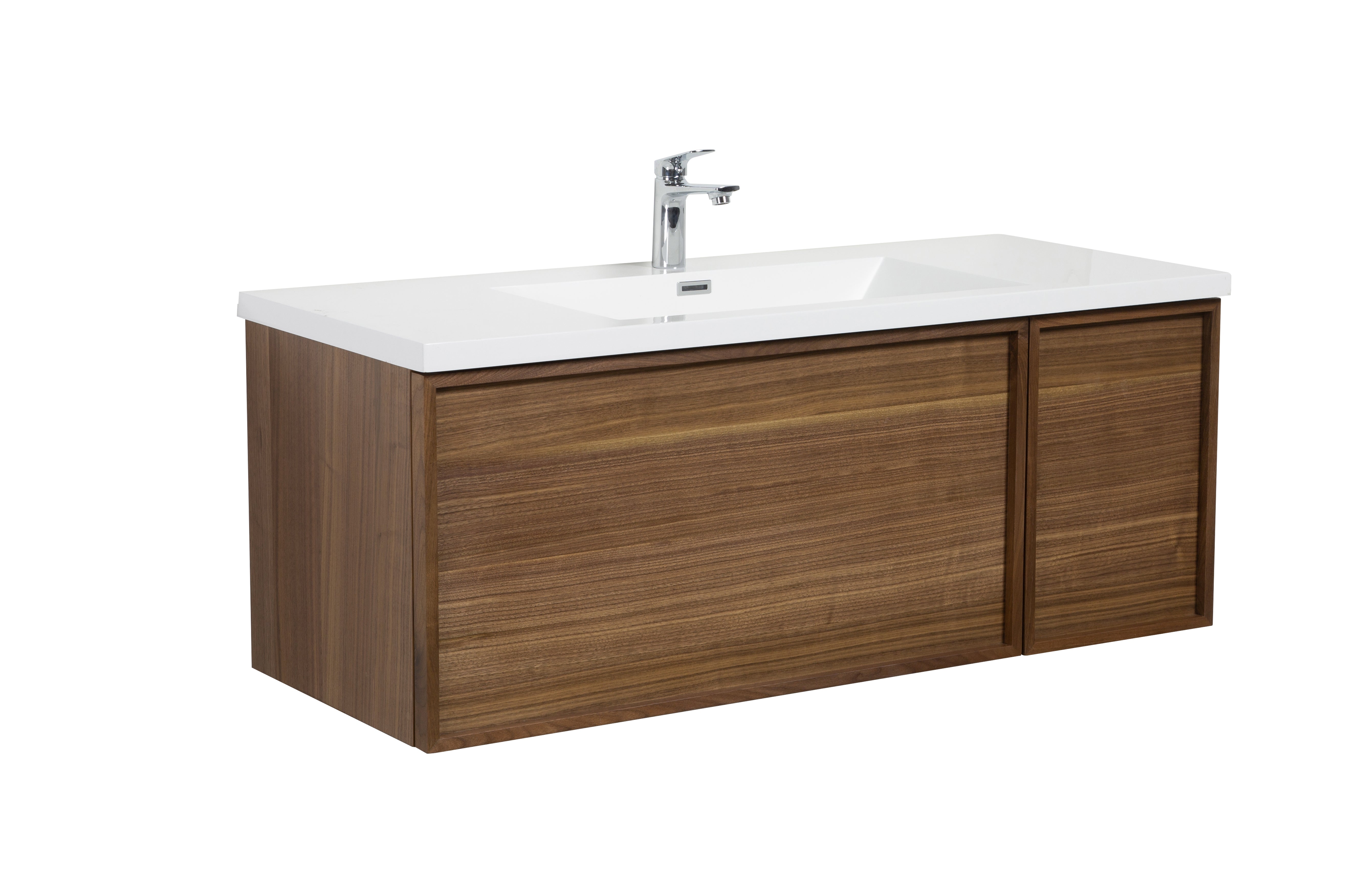 Hera 47.5 Natural Oak Cabinet, Square Cultured Marble Sink, Wall Mounted Modern Vanity Set Square Cultured Marble 