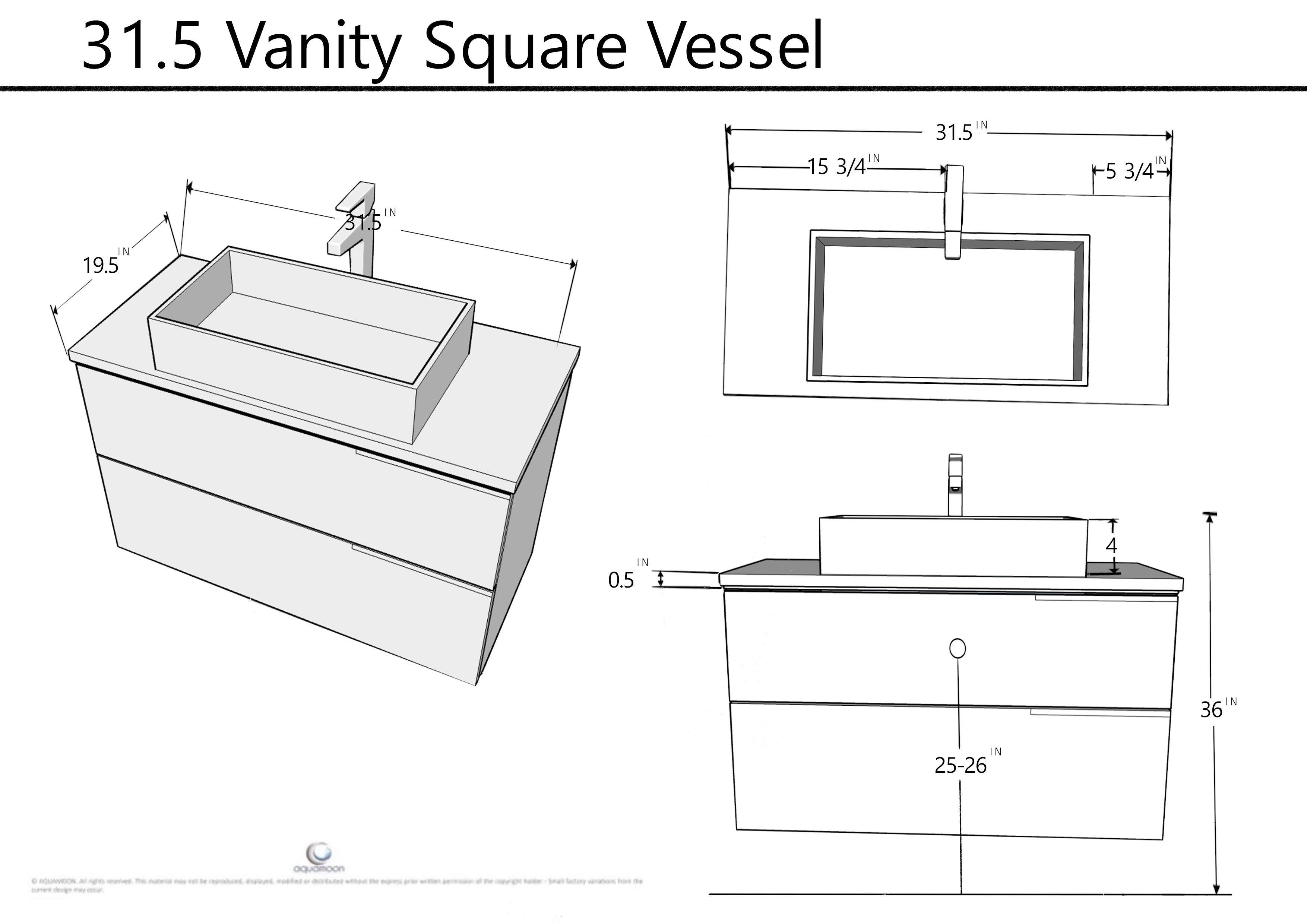 Venice 31.5 White High Gloss Cabinet, Solid Surface Flat Taupe Counter And Infinity Square Solid Surface Taupe Basin 1329, Wall Mounted Modern Vanity Set