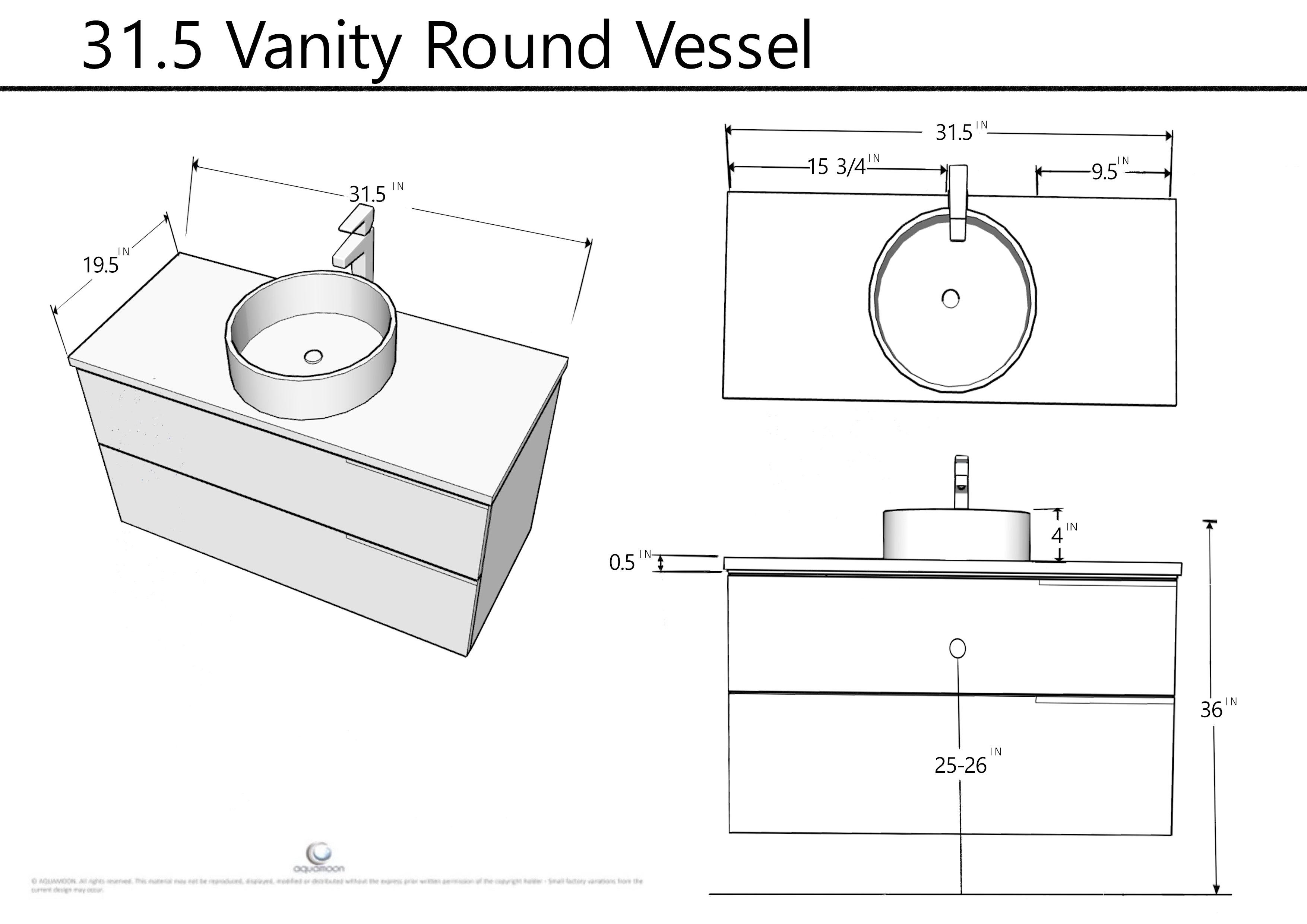 Vision 31.5 White High Gloss Cabinet, Ares White Top And Ares White Ceramic Basin, Wall Mounted Modern Vanity Set