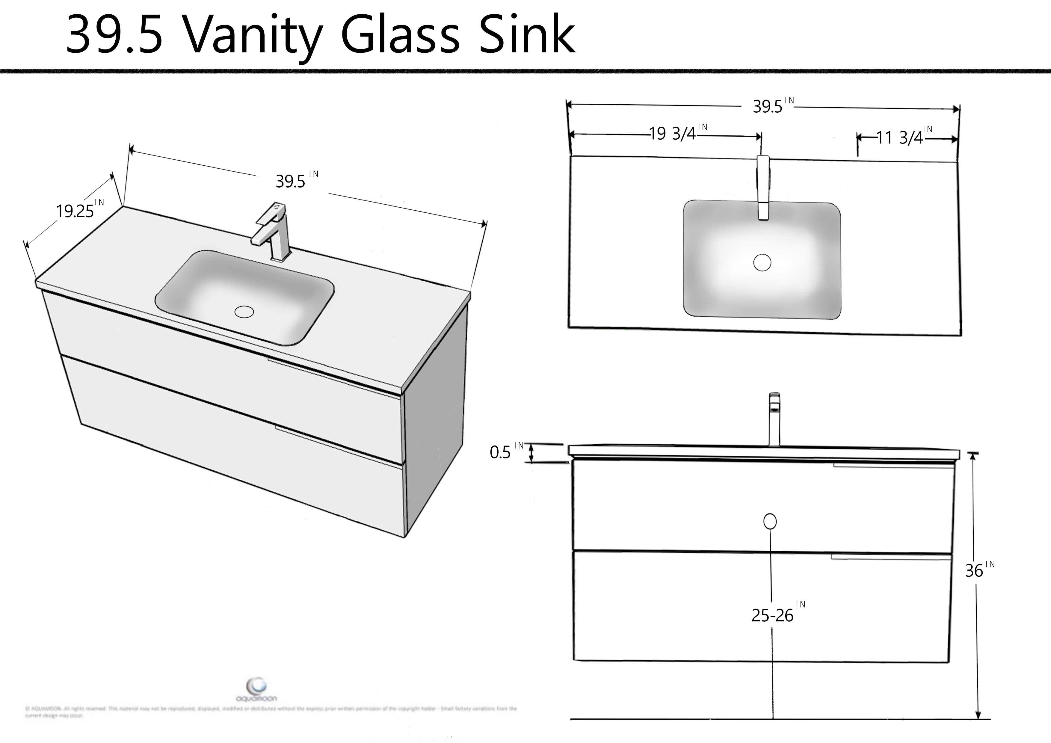 Ares 39.5 Matte Navy Blue Cabinet, White Tempered Glass Sink, Wall Mounted Modern Vanity Set