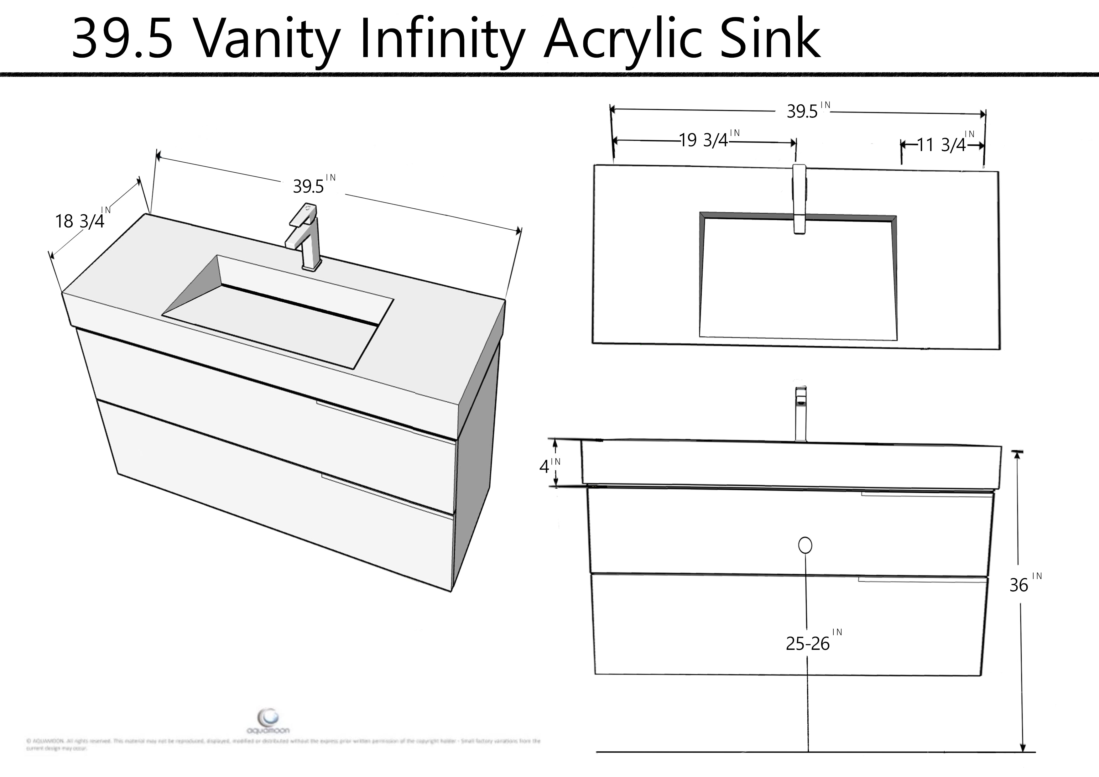 Mallorca 39.5 Matte Black Cabinet, Infinity Cultured Marble Sink, Wall Mounted Modern Vanity Set