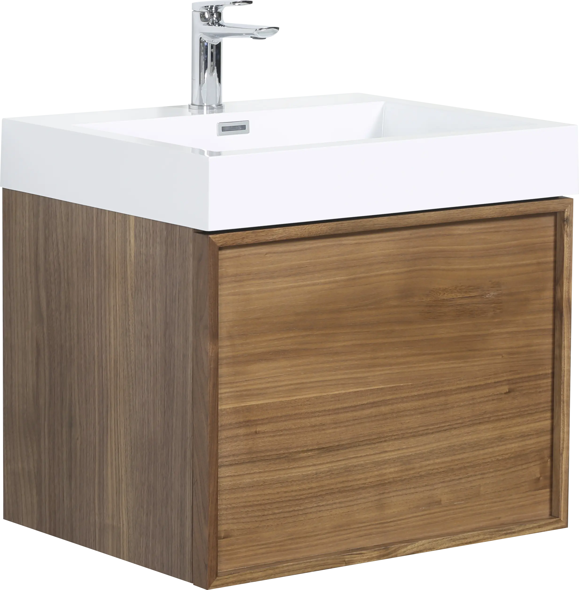 Hera 23.5 Natural Oak Cabinet, Square Cultured Marble Sink, Wall Mounted Modern Vanity Set 