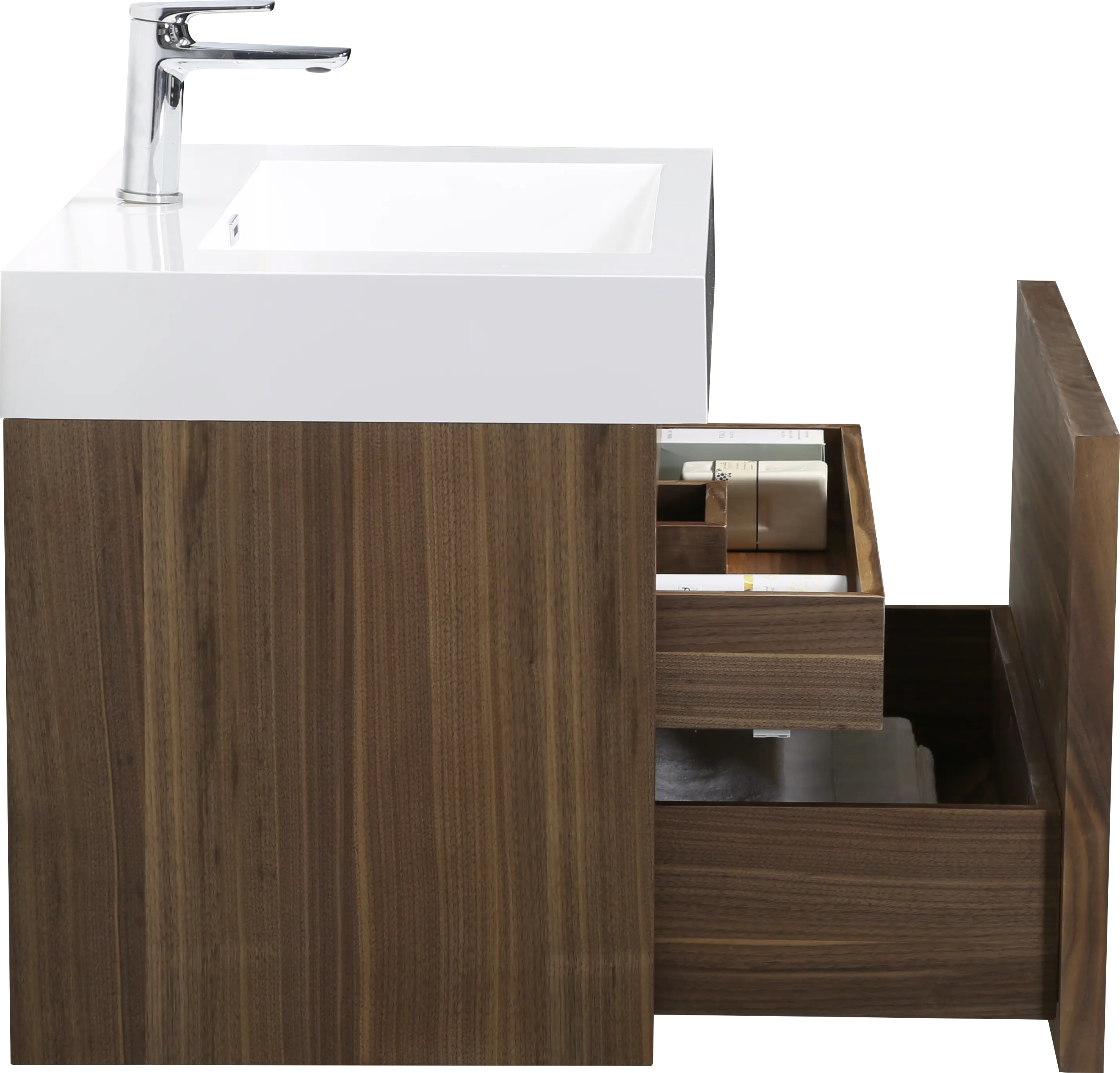 Hera 31.5 Natural Oak Cabinet, Square Cultured Marble Sink, Wall Mounted Modern Vanity Set 