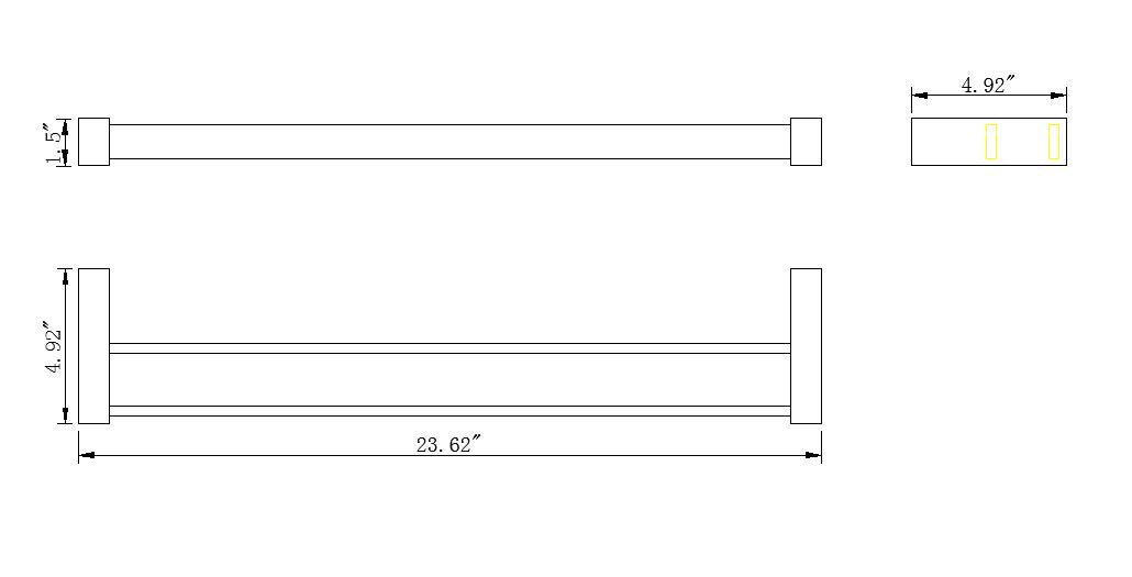 Aquamoon A31 Dual Towel Bar 24" Wall Mounted Accessory Brushed Nickel Finish