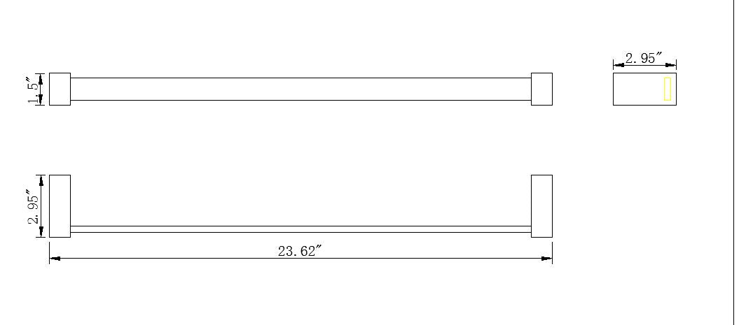 Aquamoon A31 Single Towel Bar 24 inch Wall Mounted Chrome Finished Bath Trends USA