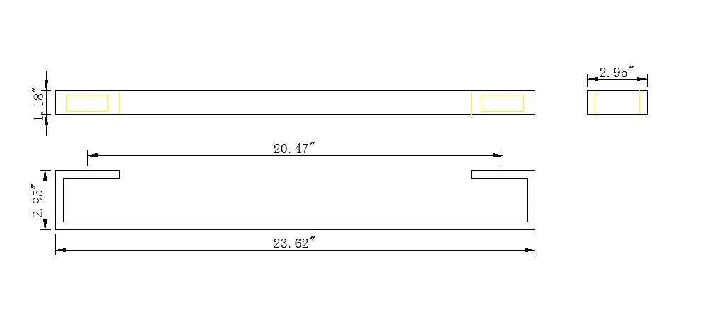 Aquamoon A34 Singe Towel Bar 24" Wall Mounted Accessory Brushed Nickel Finish