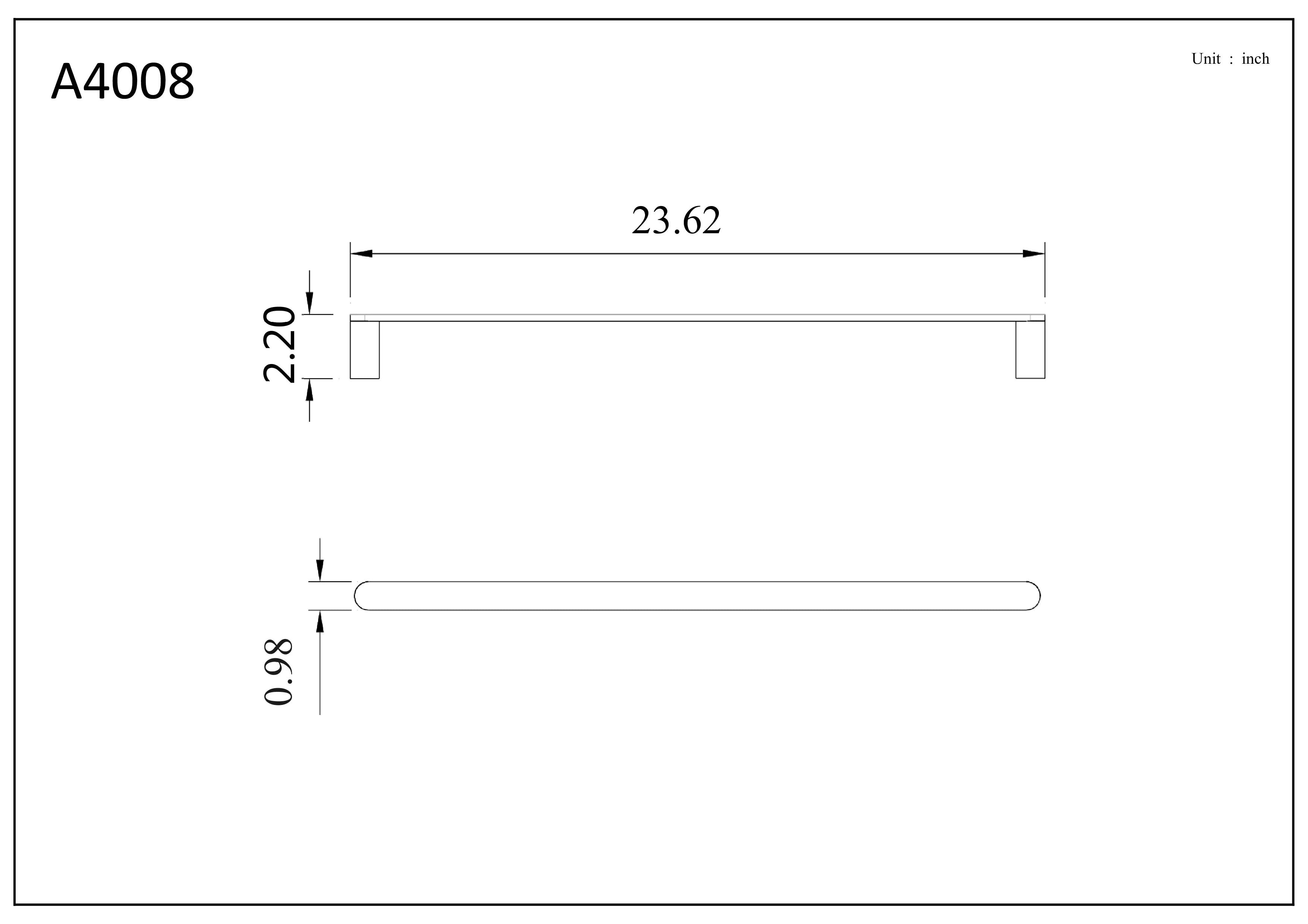 Aquamoon A40 Single Towel Bar 24" Wall Mounted Accessory Brush Nickel Finish Bath Trends USA