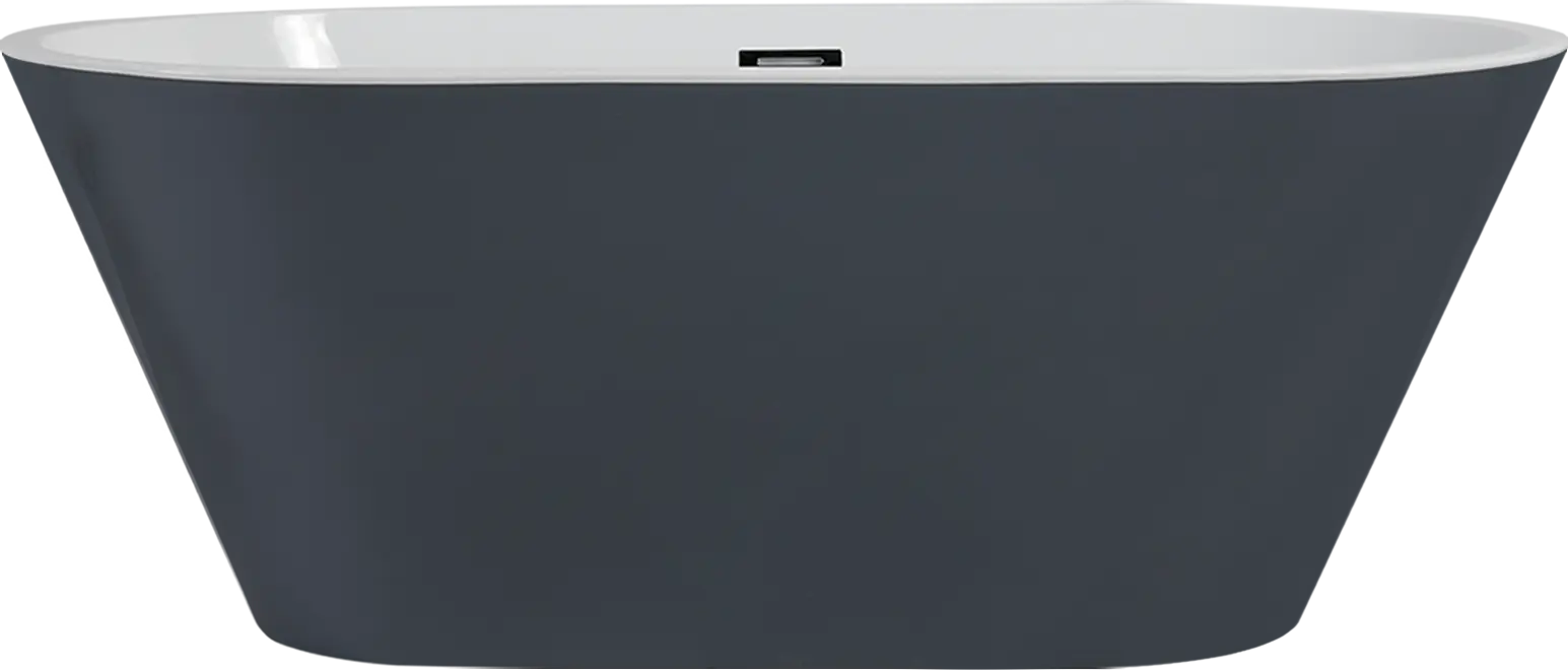 SkySea Bathtub 59 Grey Exterior Freestanding Soaker, Center Drain And Overflow 