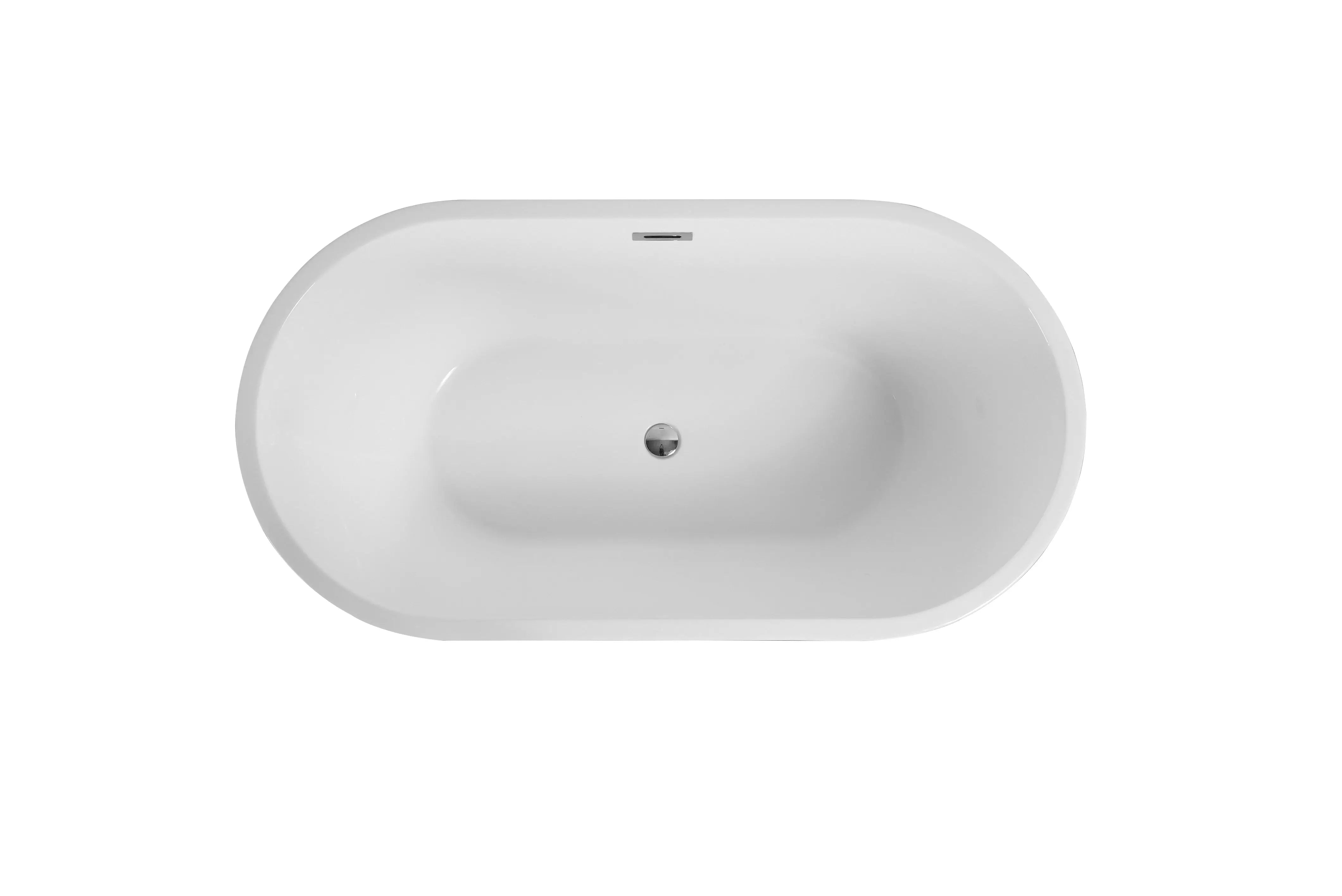 SkySea Bathtub 59 White Acrylic Freestanding Soaker, Center Drain And Overflow 