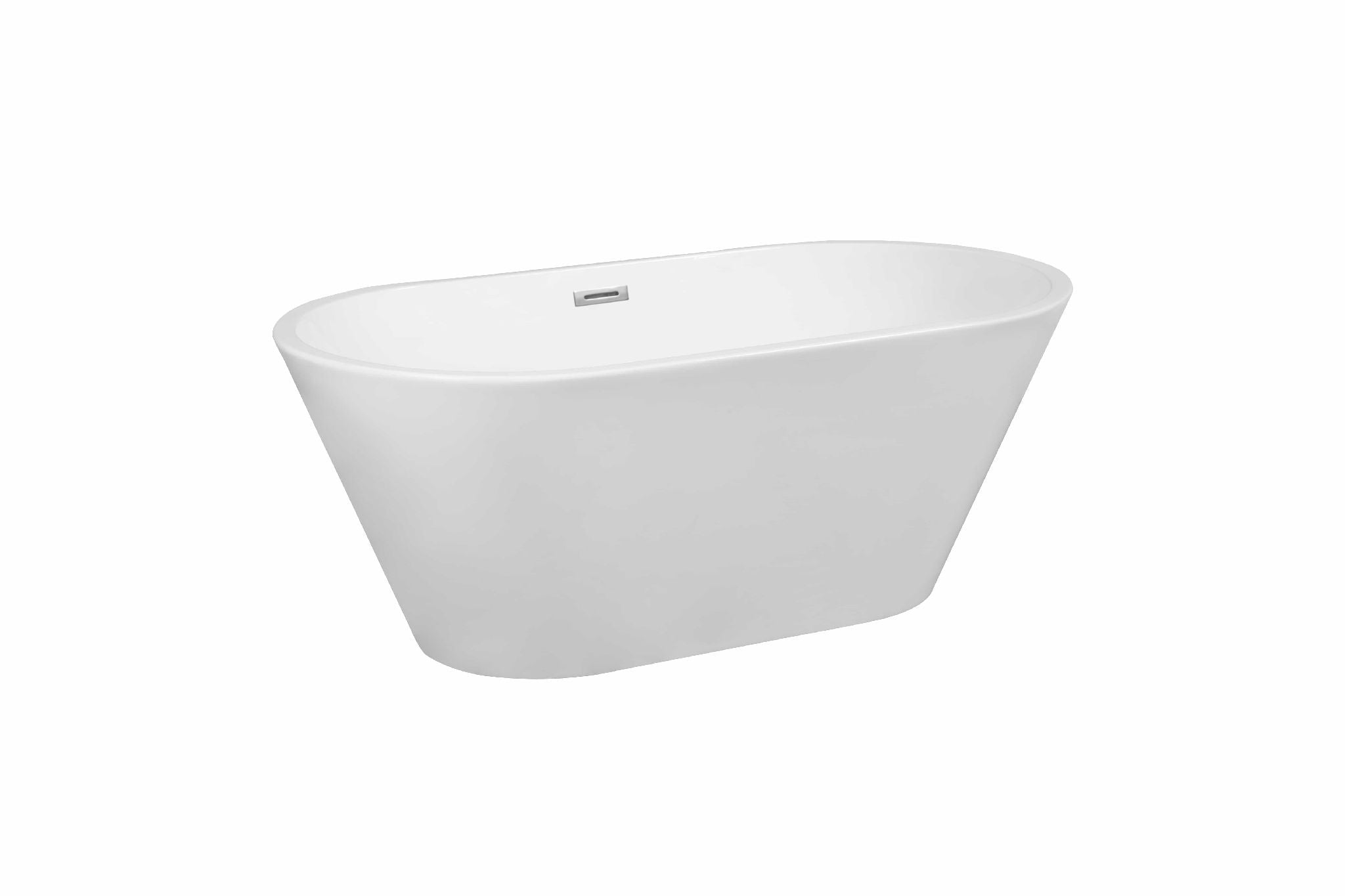 SkySea Bath Tub 59 White Acrylic Free Standing Soaker, Center Drain And Overflow