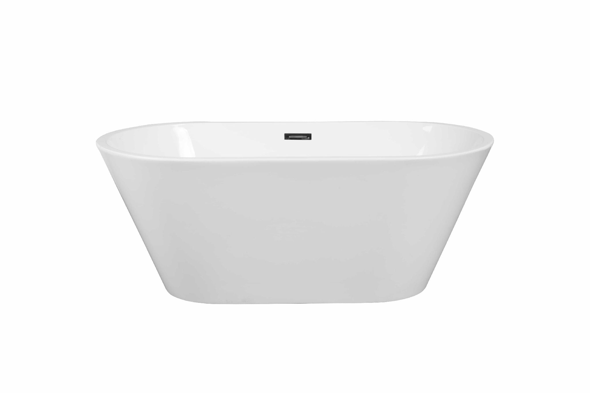 SkySea Bath Tub 59 White Acrylic Free Standing Soaker, Center Drain And Overflow
