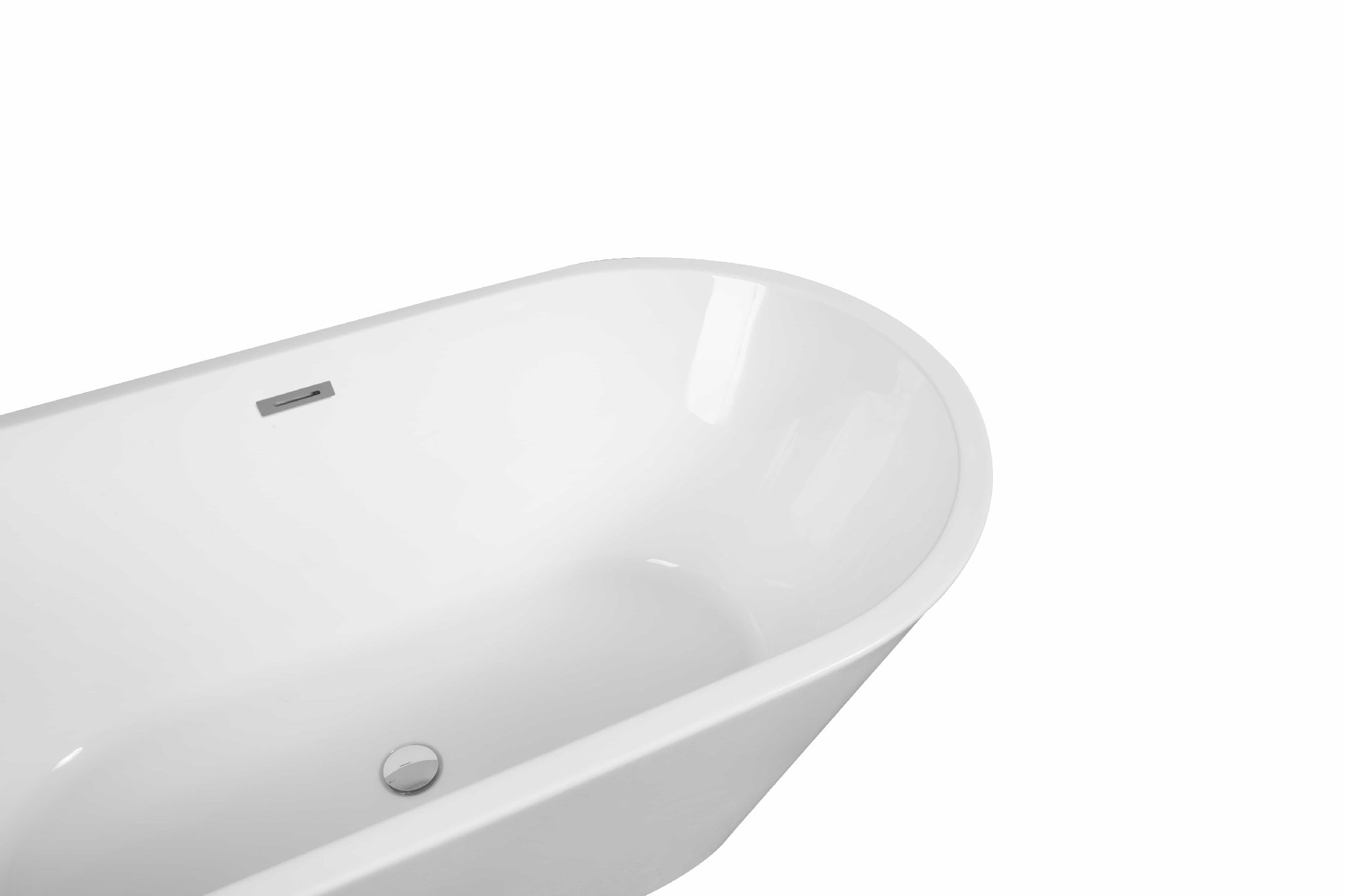 SkySea Bath Tub 67 White Acrylic Free Standing Soaker, Center Drain And Overflow