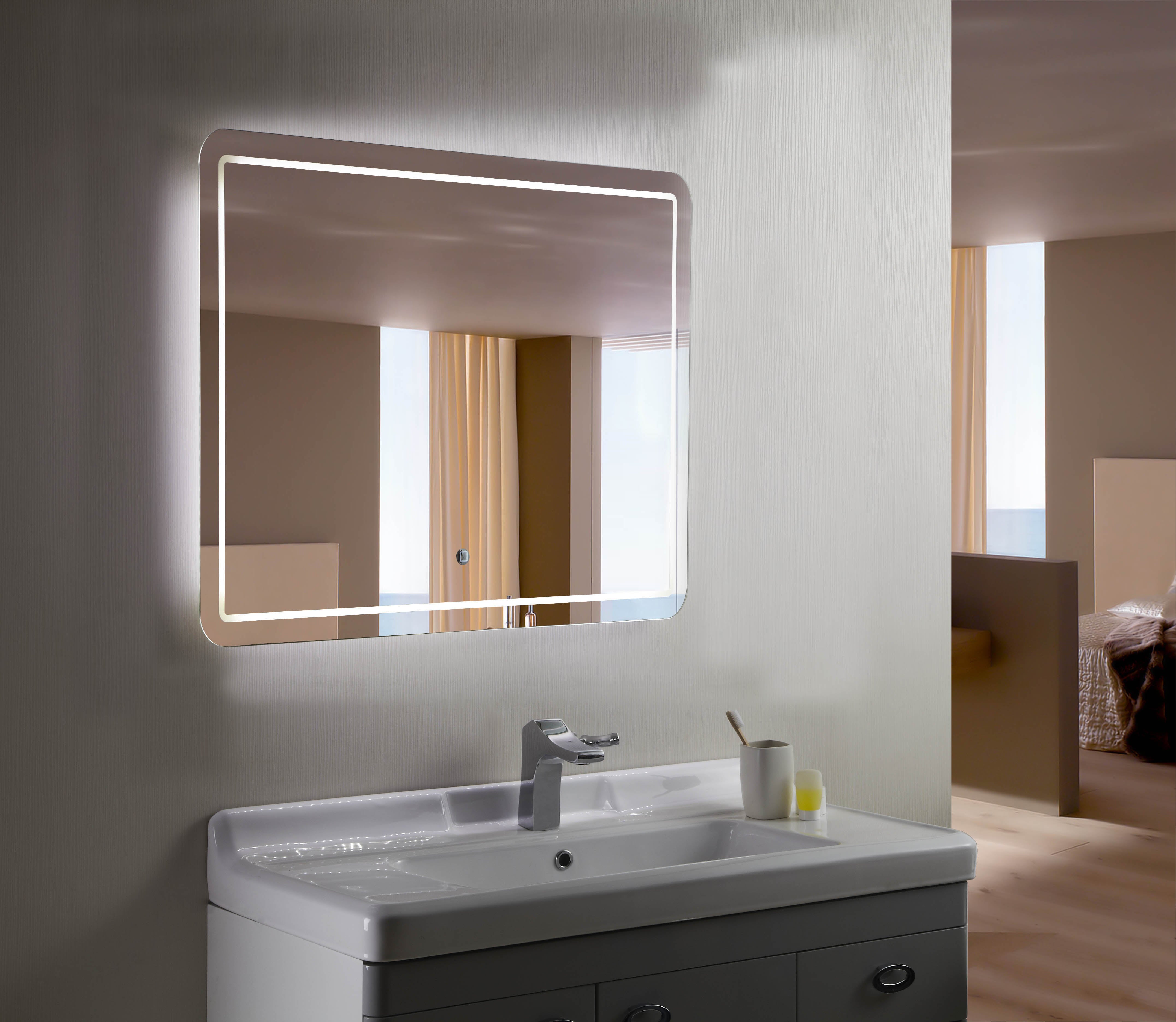 Aquamoon 1989 LED Bathroom Mirror 48" x 31" Wall Mounted Side Switch 6000K High Lumen bathtrends_usa