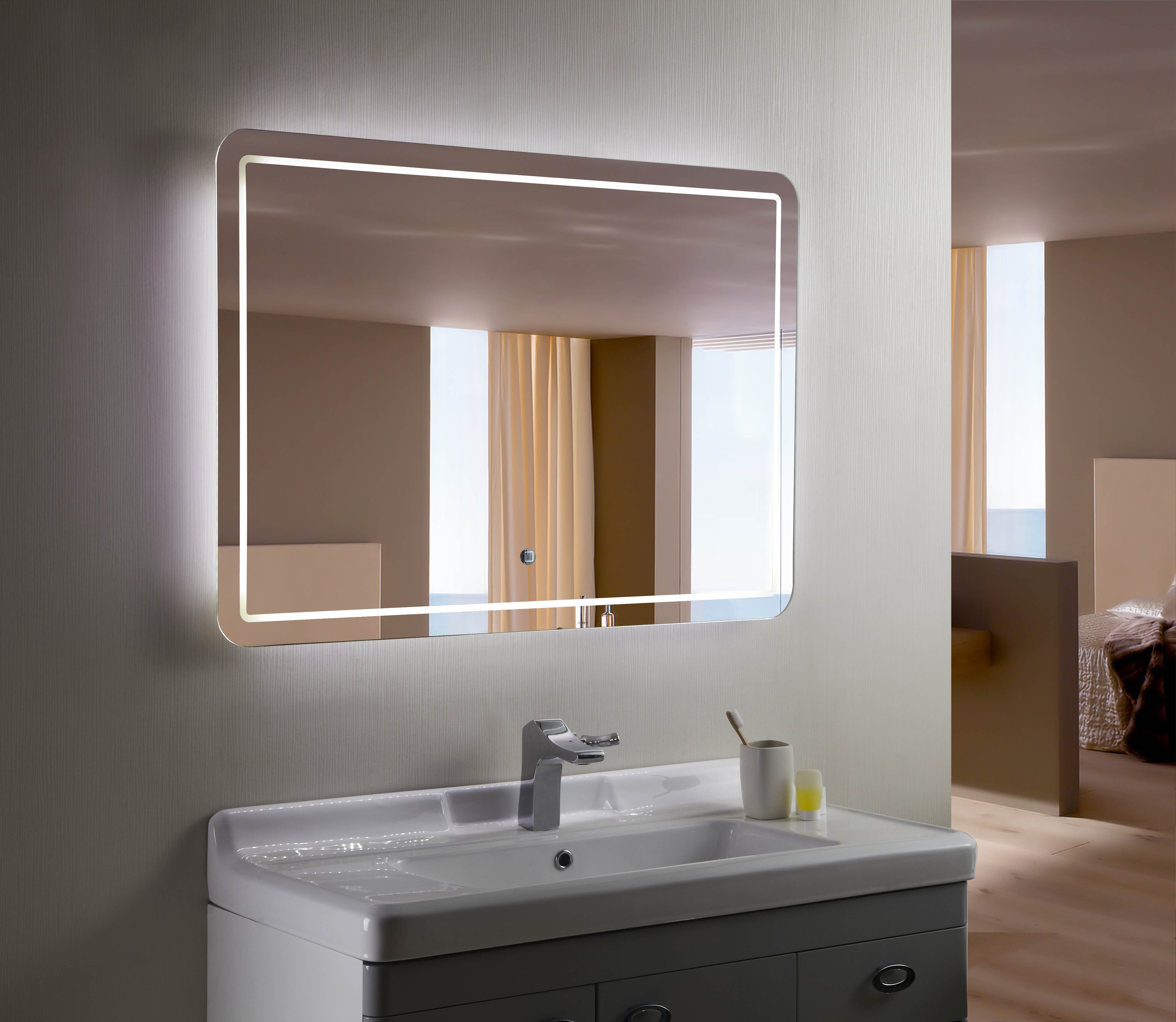 Aquamoon 1989 LED Bathroom Mirror 60" x 31" Wall Mounted Side Switch 6000K High Lumen bathtrends_usa