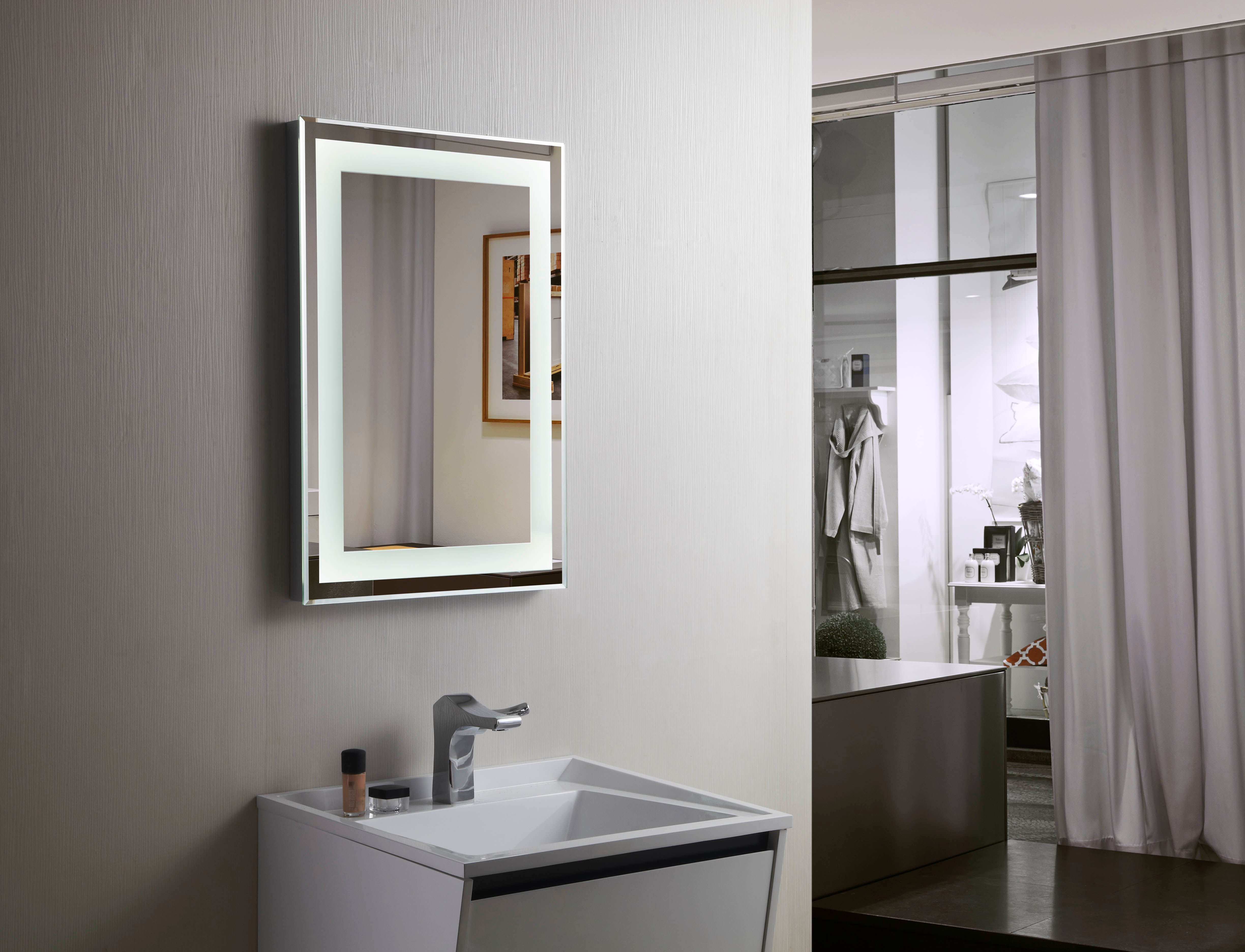 Aquamoon 2268 LED Bathroom Mirror 24" x 31" Wall Mounted Side Switch 6000K High Lumen