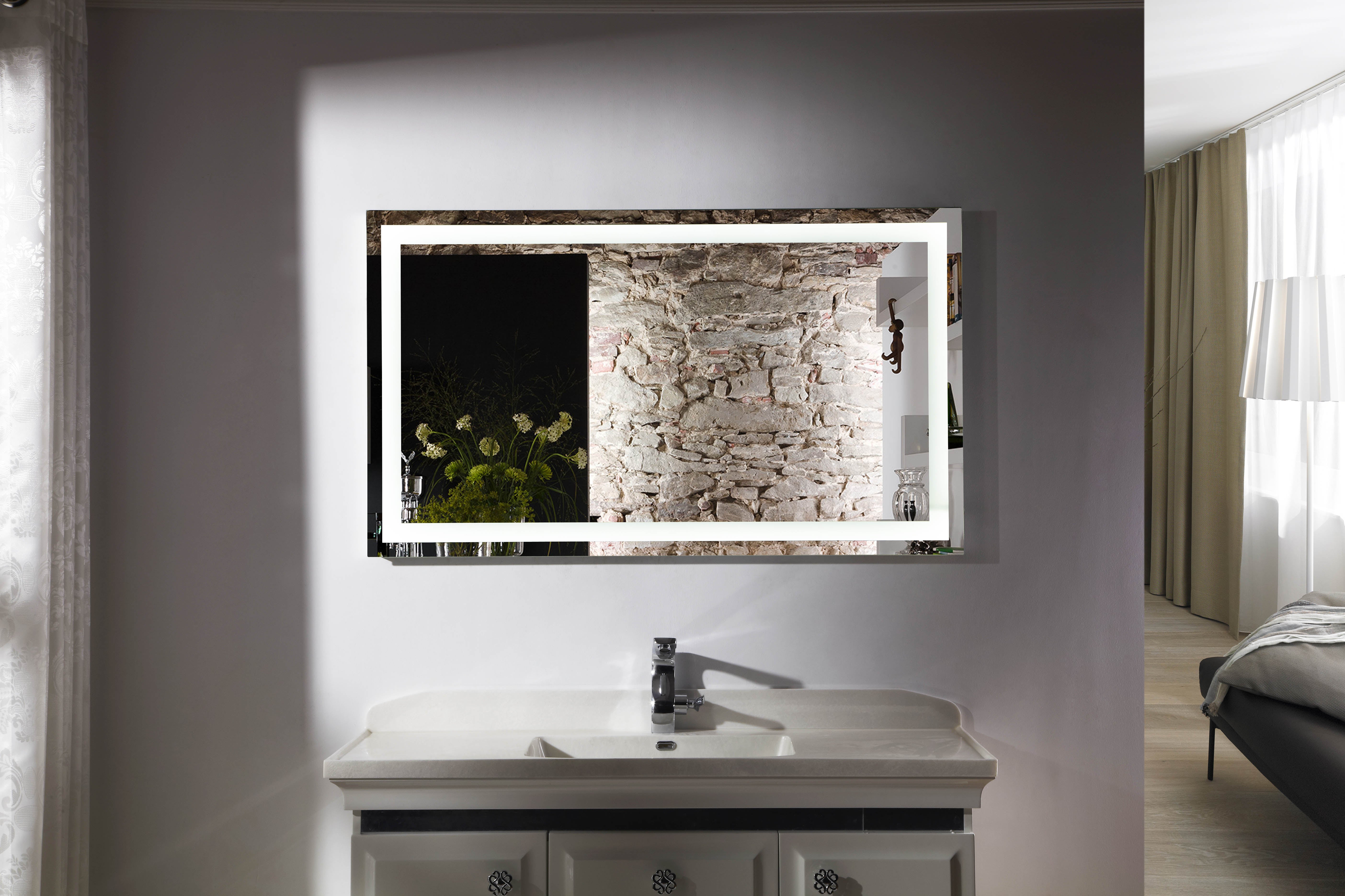 Aquamoon 2268 LED Bathroom Mirror 39" x 27.5" Wall Mounted Side Switch 6000K High Lumen