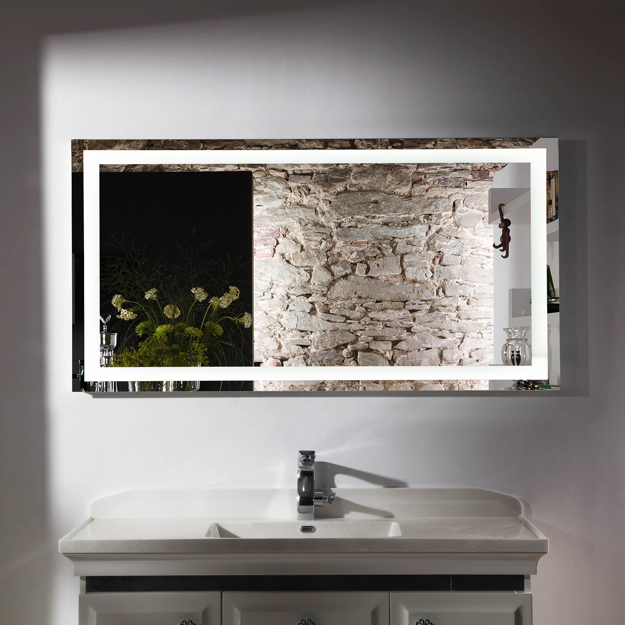 Aquamoon 2268 LED Bathroom Mirror 72" x 36" Wall Mounted Side Switch 6000K High Lumen