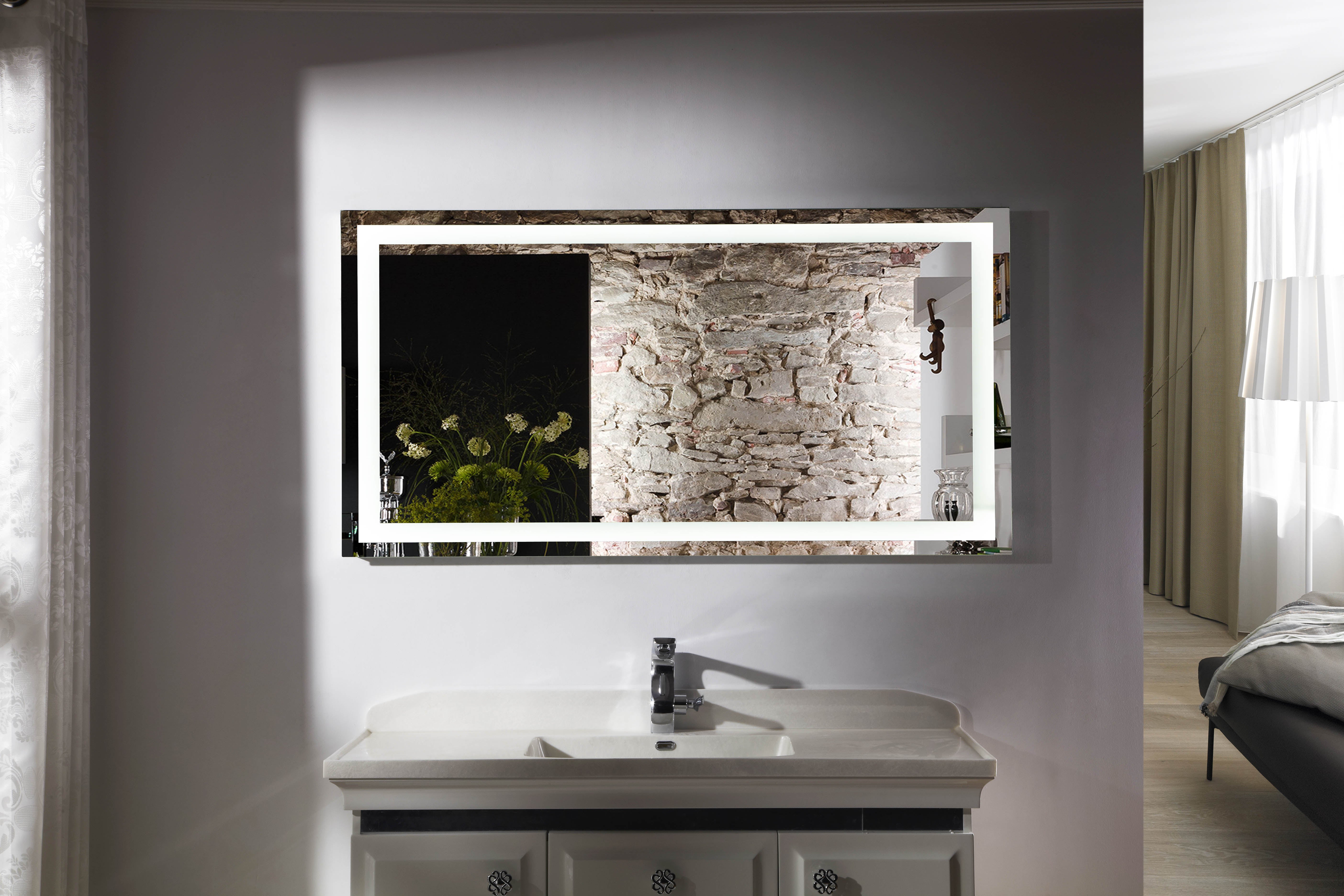 Aquamoon 2268 LED Bathroom Mirror 60" x 31" Wall Mounted Side Switch 6000K High Lumen bathtrends_usa