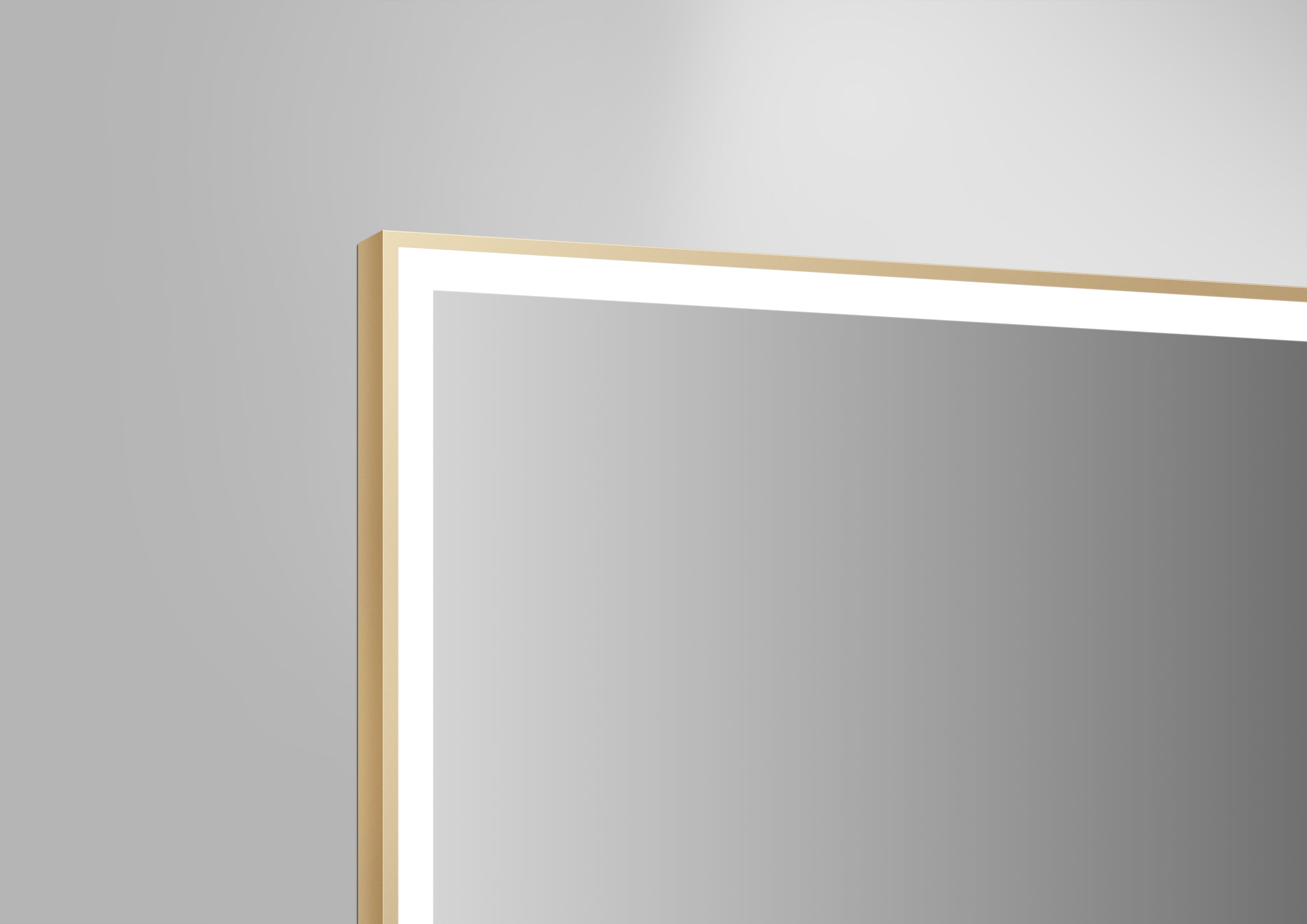 Aquamoon LED Mirror 2595 With Side On/Off Sensor, Square Brush Gold Frame Design With  Front Ilumination 48W x 31H