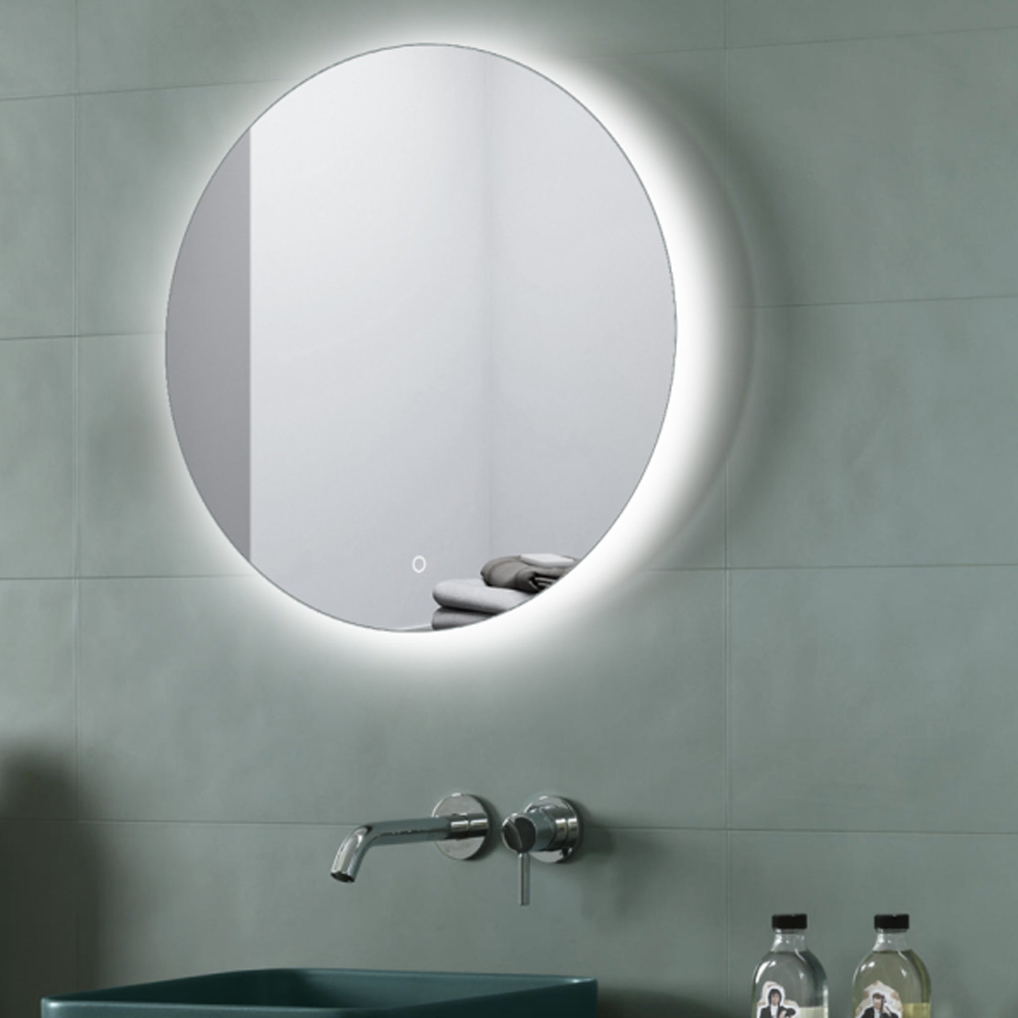 Aquamoon LED Mirror 4575 With Front Touch On/Off Botton, Round Frameless Design With Back Ilumination 31" Diameter
