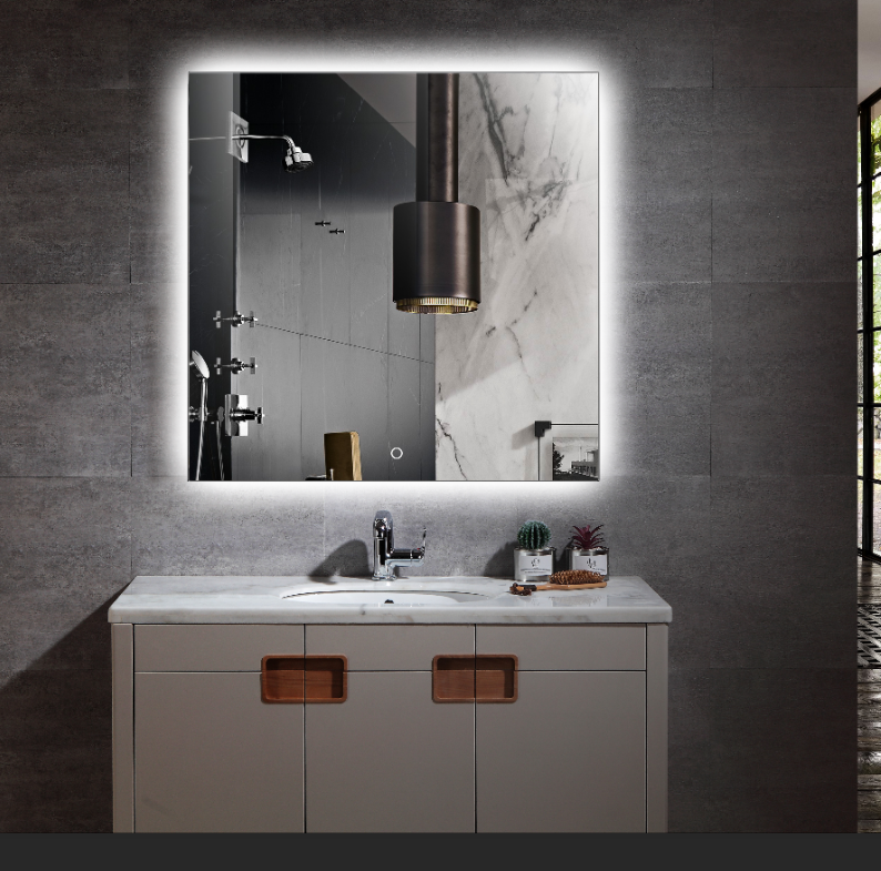 Aquamoon LED Mirror 4575 With Front Touch On/Off Botton, Square Frameless Corner Design With Back Ilumination 31W x 31H 