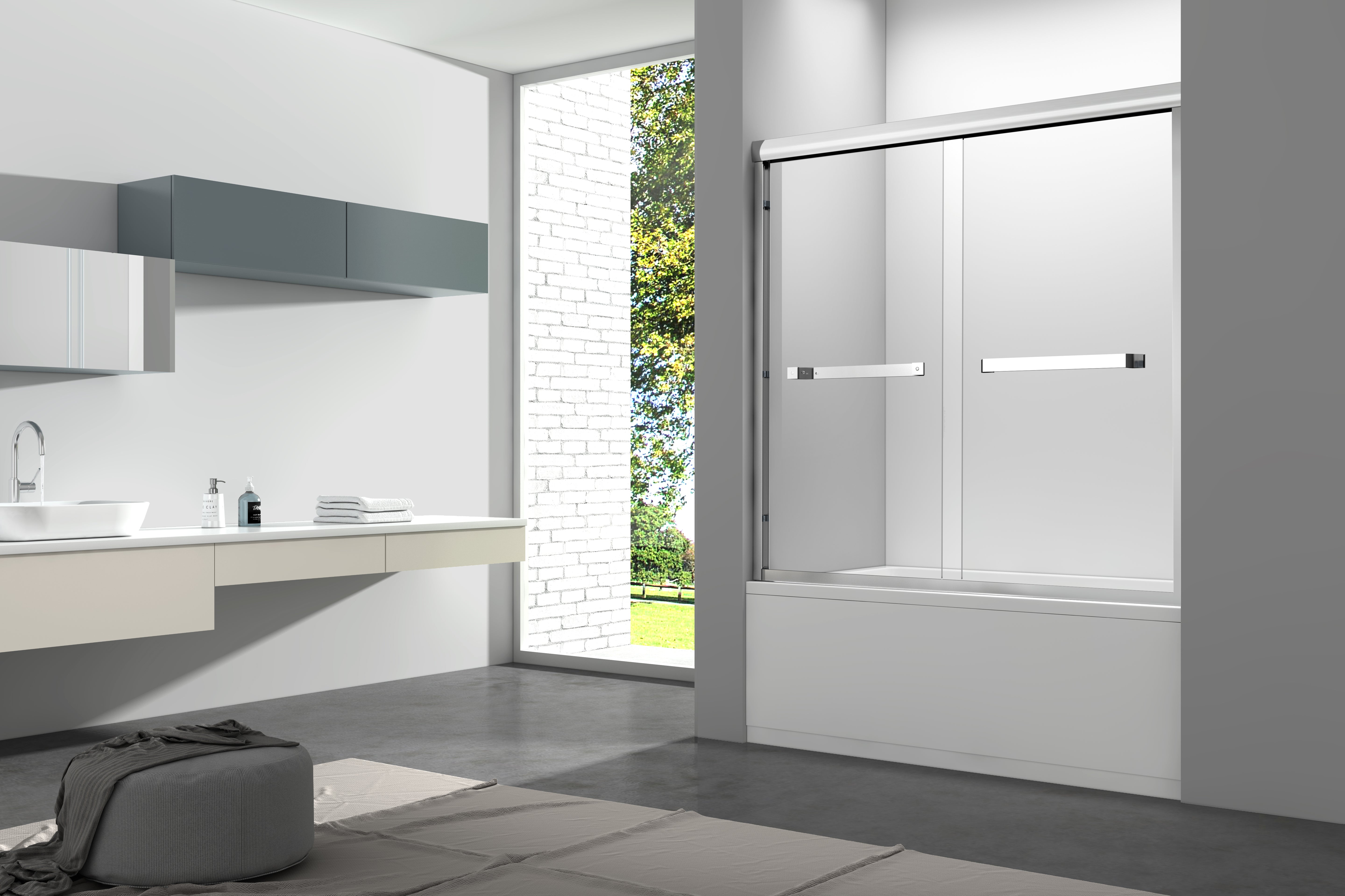 Aquamoon Sienna Framed Tub Door W 60" x H 66", Sliding Panels, Chrome Finish Bath Trends USA