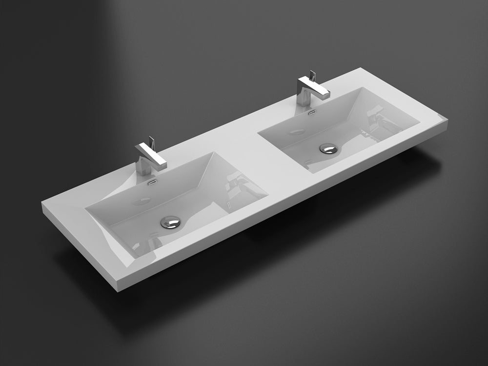 Aquamoon Ocean 60" Integrated/Countertop Double Sink bathtrends_usa