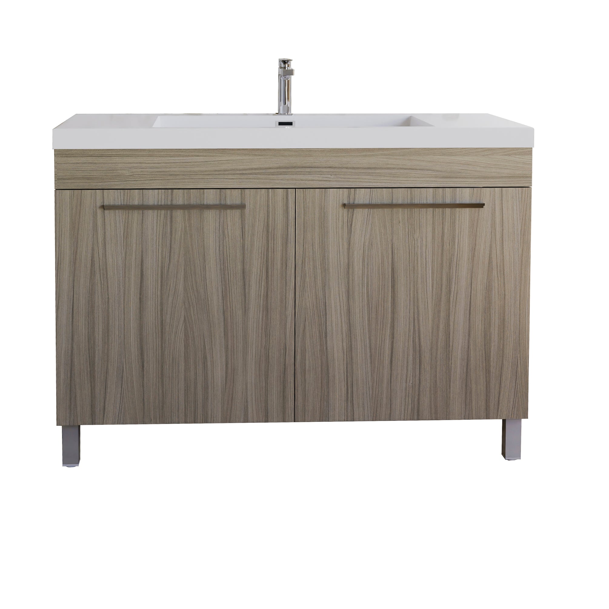 Ocean 47.5 Nilo Grey Wood Texture Cabinet, Square Cultured Marble Sink, Free Standing Vanity Set