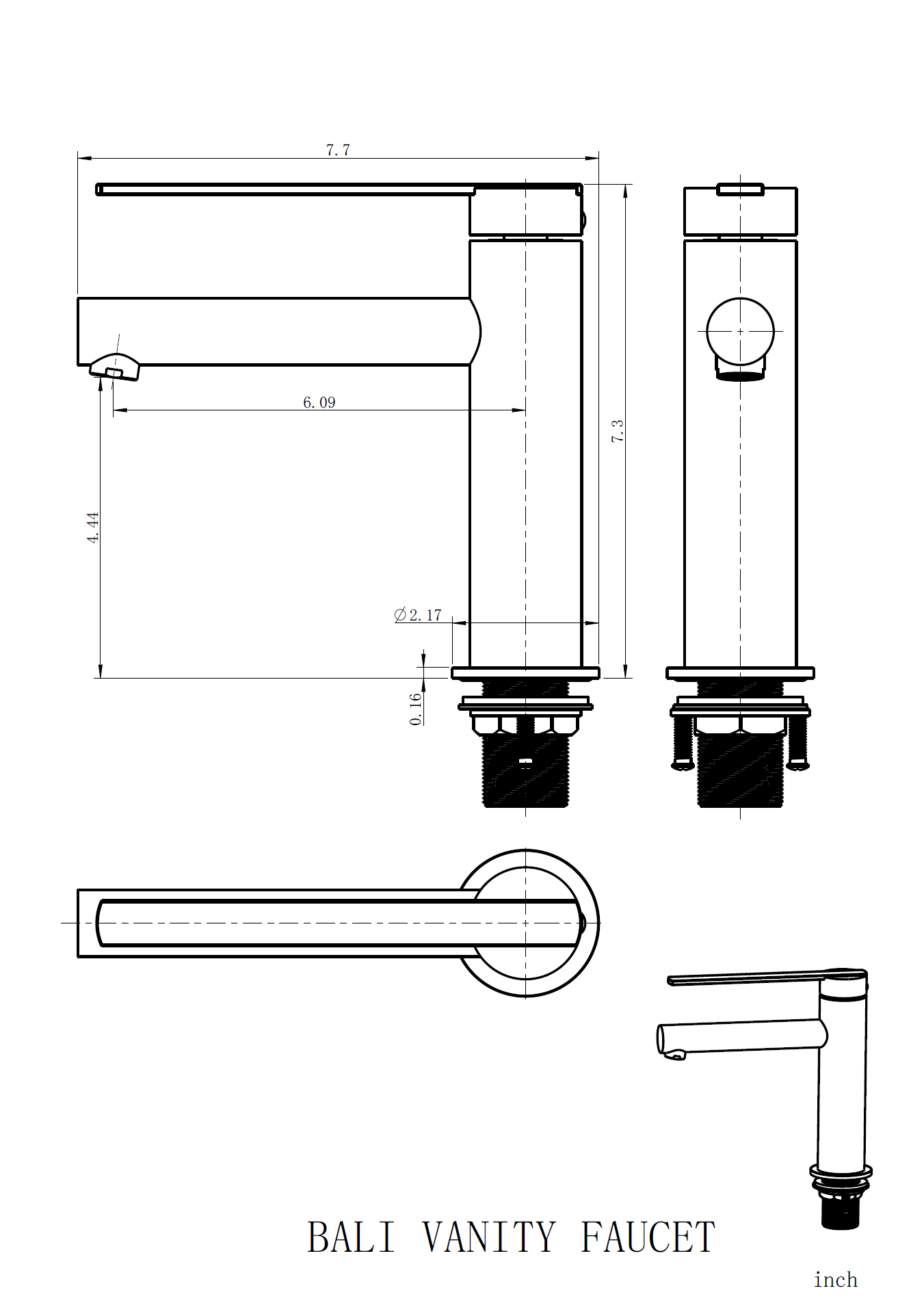 Aquamoon Bali Collection Single Lever Bathroom Vanity Faucet Brushed Nickel Finish Bath Trends USA